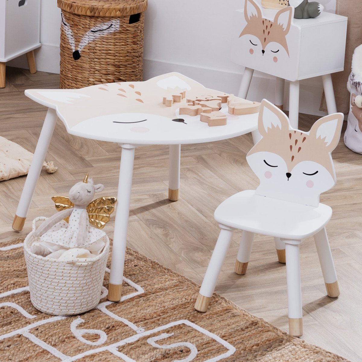 Ensemble table   chaise enfant "Renard" 1 table et 1 chaise, Blanc