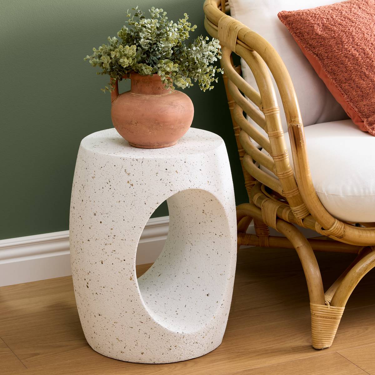 Side Table "Narlon" D.38 cm, White