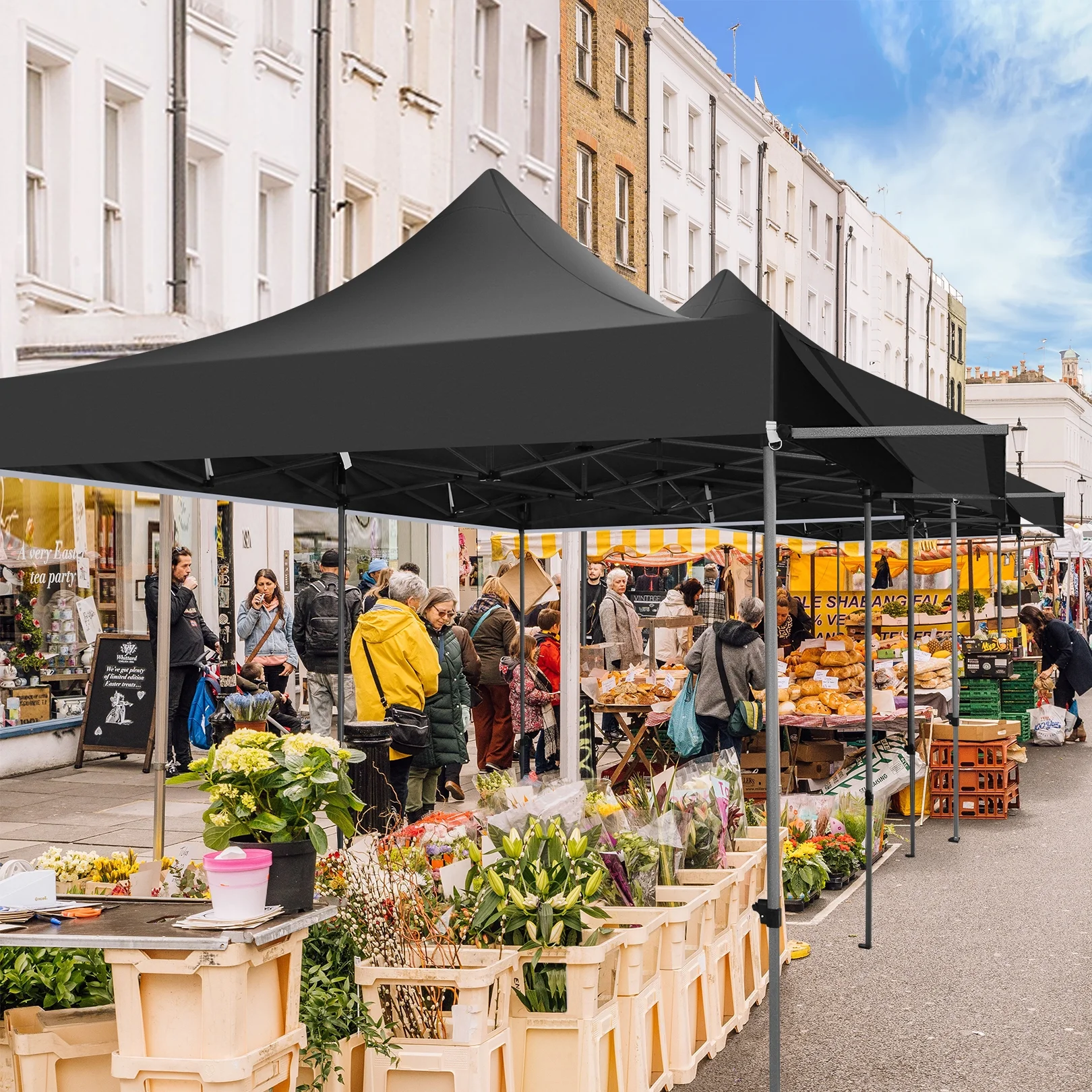 COBIZI 10x20 Pop Up Canopy Heavy Duty Party Tent with Removable Awning and Sidewalls,Easy Up Outdoor Wedding Canopy,Gazebo All Season Windproof&Waterproof with Roller Bag UPF 50+,Black - Image 10