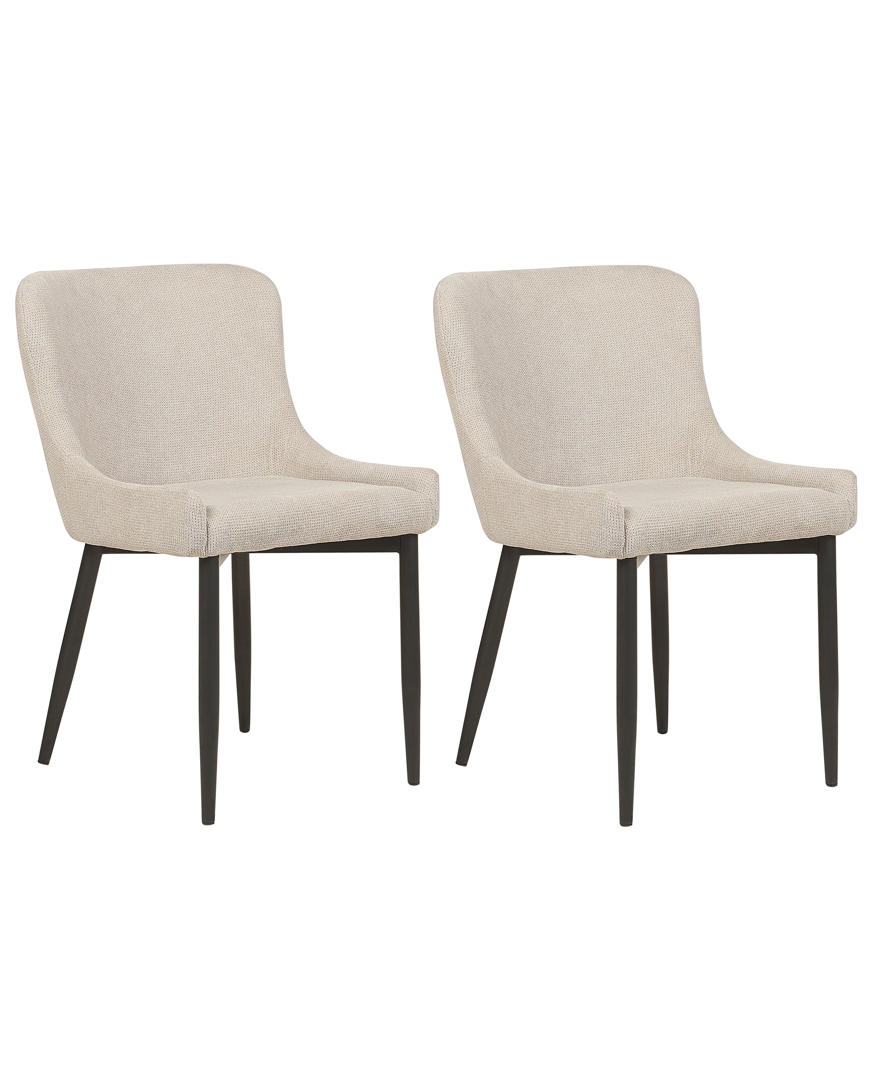 Set of 2 Dining Chairs EVERLY Fabric Light Beige