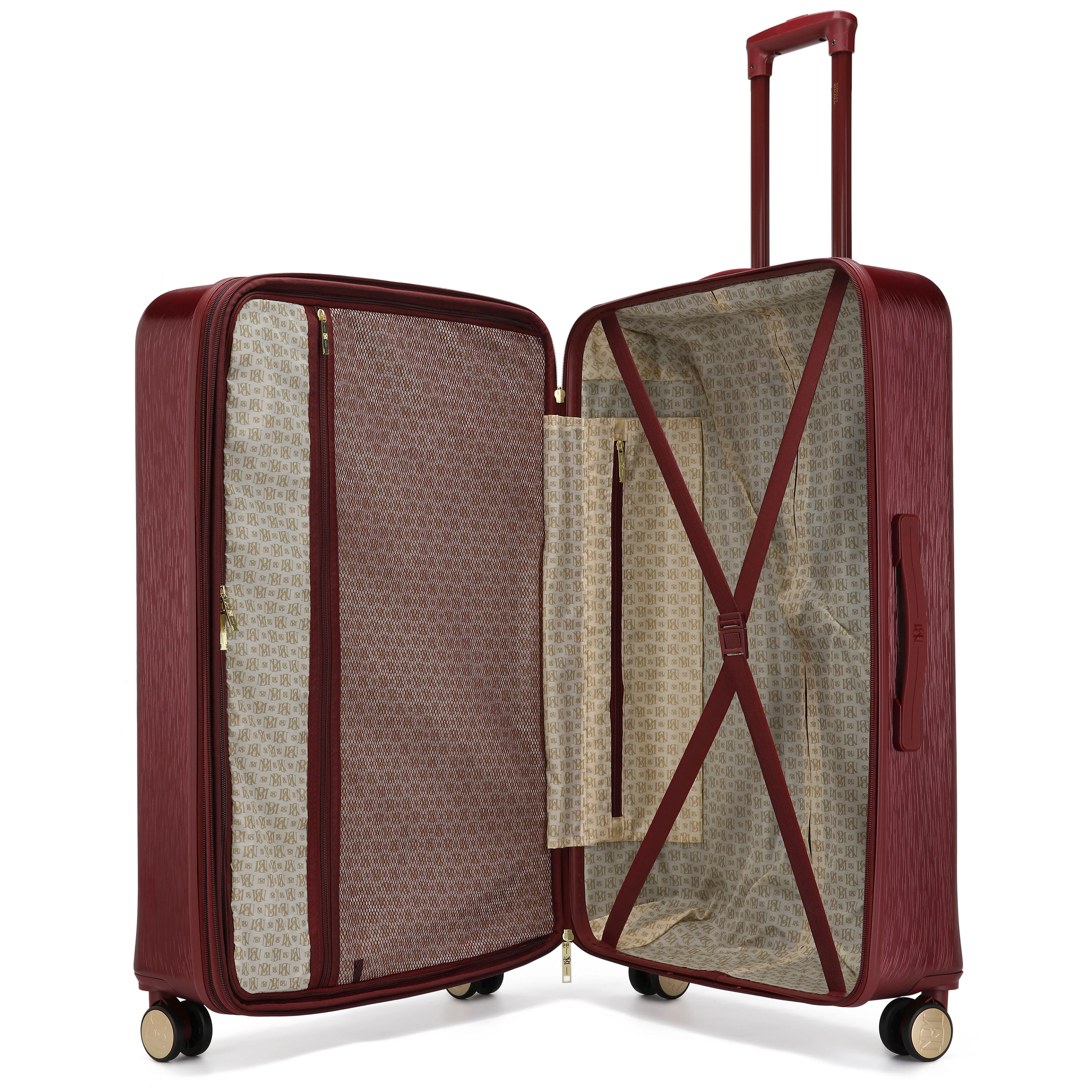 BADGLEY MISCHKA Diamond 3 Piece Expandable Luggage Set (Burgundy)