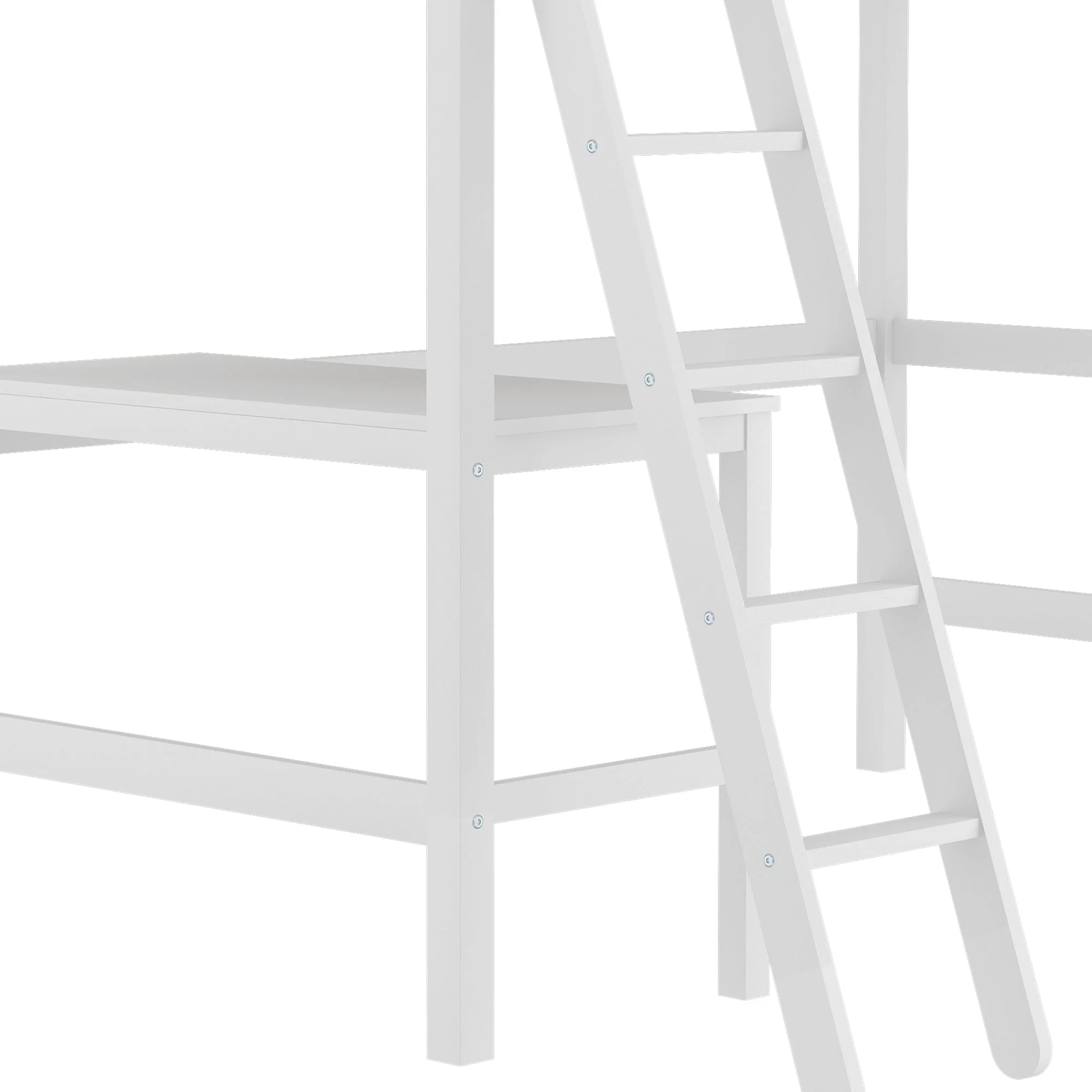 Hillsdale Campbell Wood Twin Loft Bunk Bed with Desk, White - Image 11