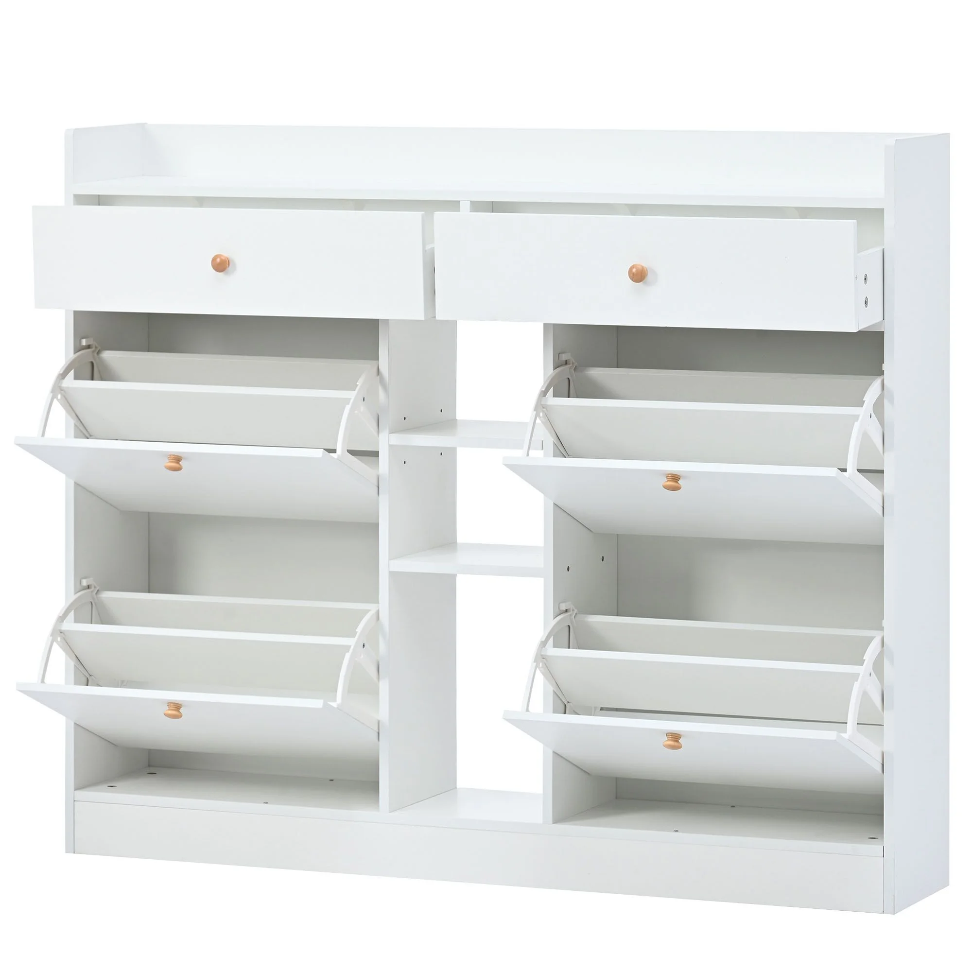 Aukfa Shoe Cabinet with 4 Flip Drawers and 2 Storage Drawers- Black - Image 12