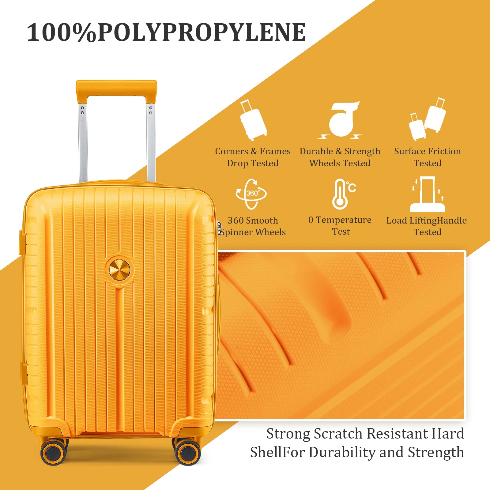 Joyway 5 Piece Luggage Sets Hardshell Lightweight Suitcase with TSA Lock Spinner Wheels-Orange - Image 4