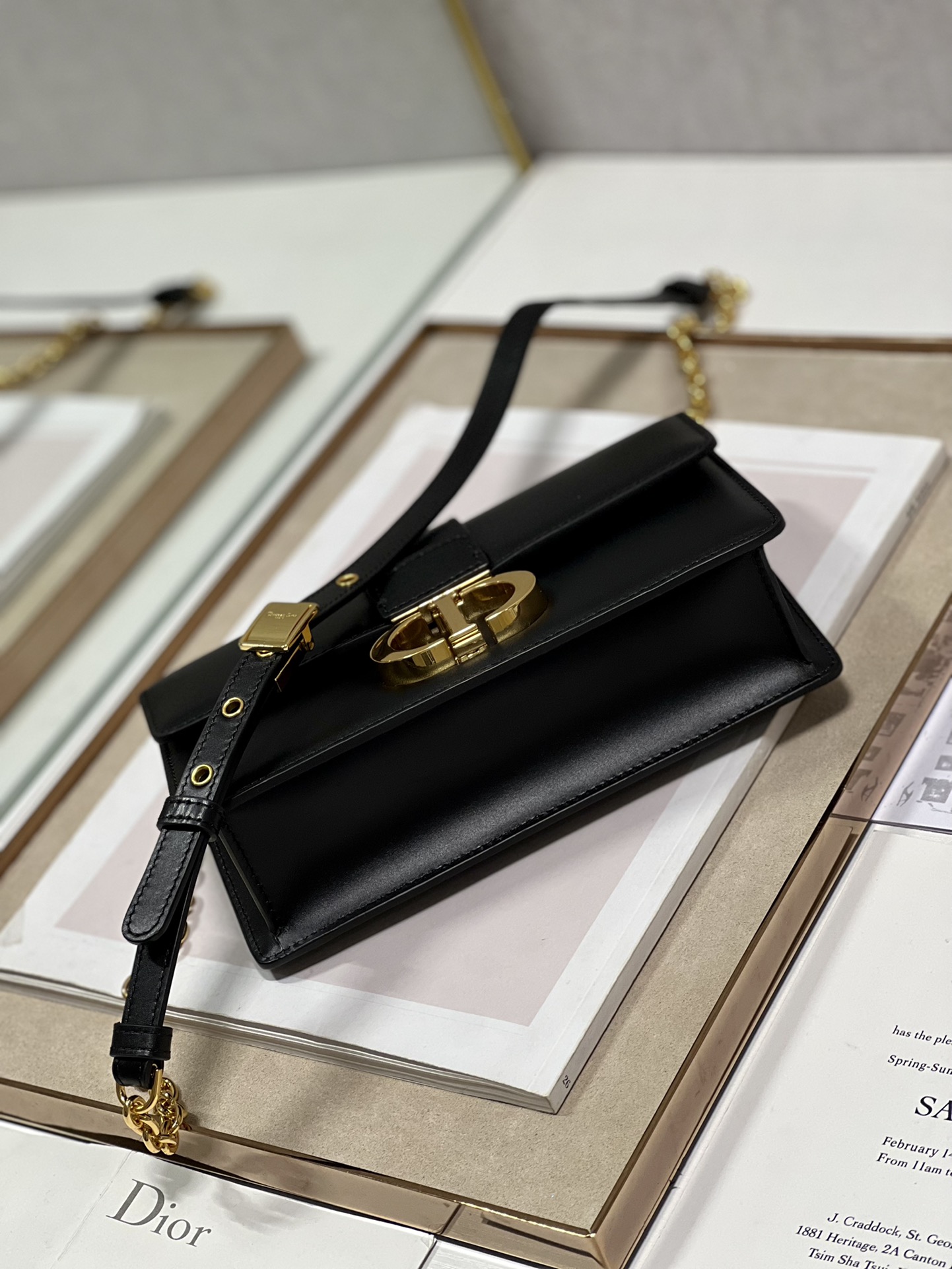 Dior Christian Dior 30 Montaigne East West Bag With Chain Black For Women 8.5in/21.5cm1:1High-quality replica