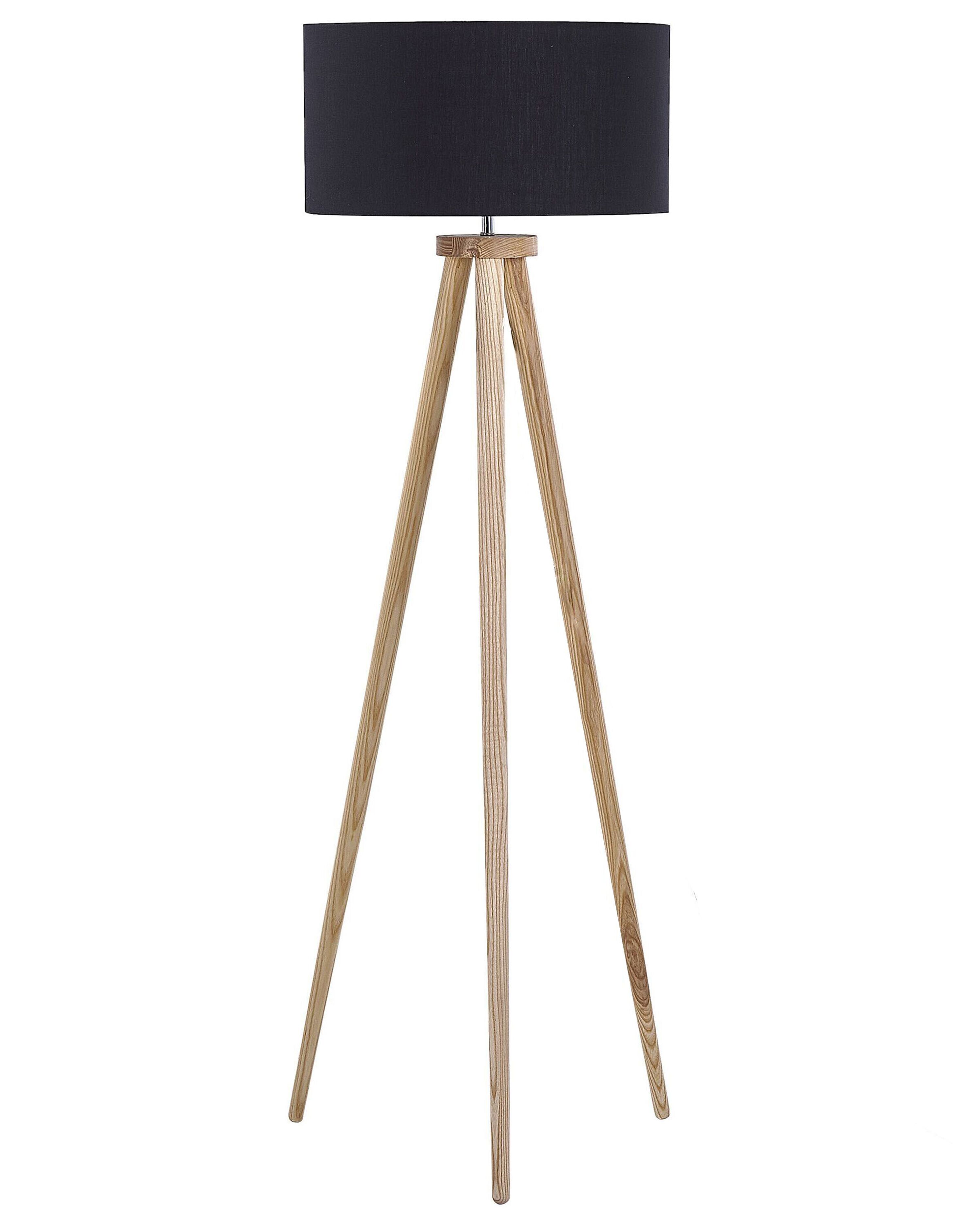 Floor Lamp NITRA Oak Wood Black