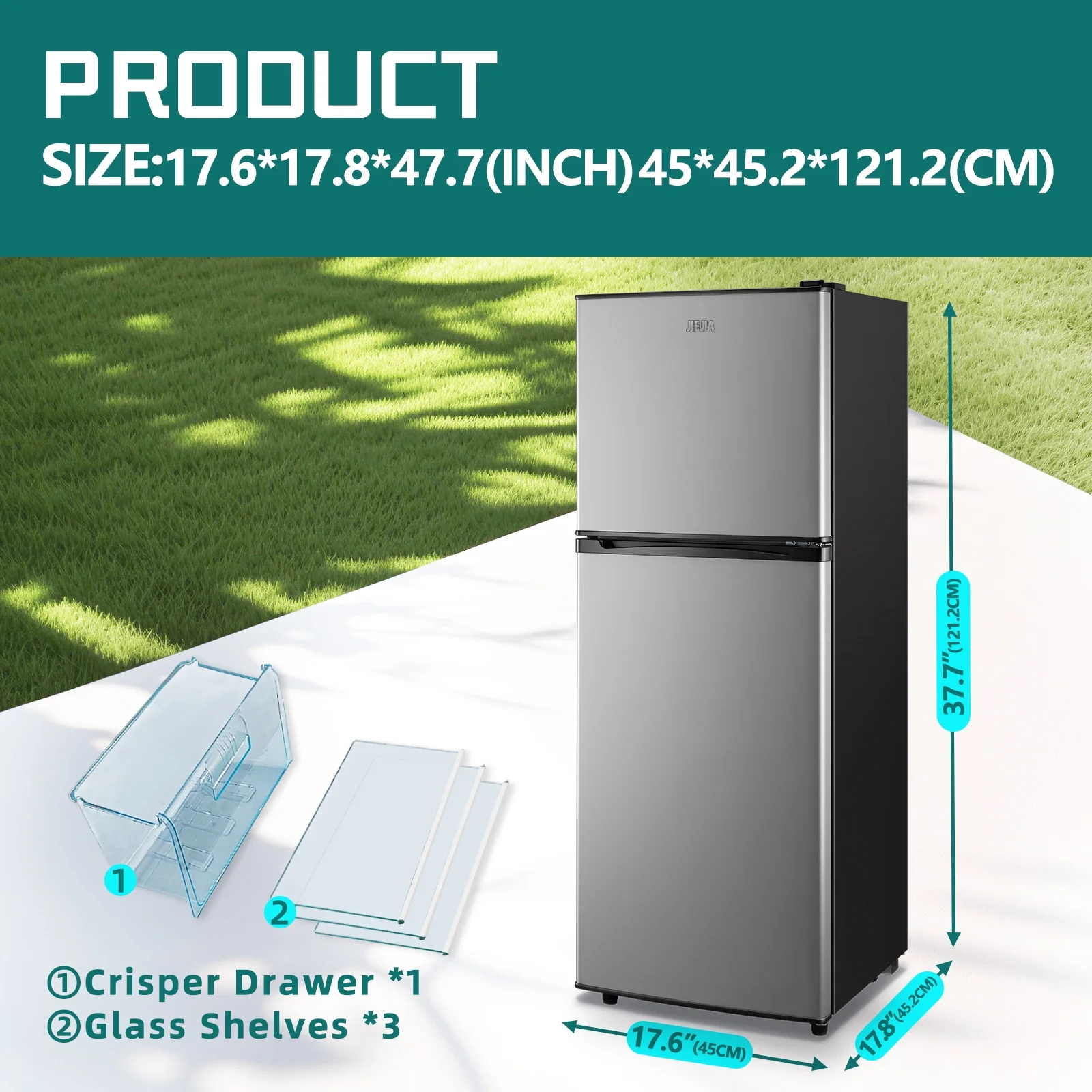 JIEJIA 5.0 Cu.Ft Apartment Size Refrigerators with Separate Freezer, 2 Door Refrigerator, Small Fridge with Freezer, Gray - Image 23