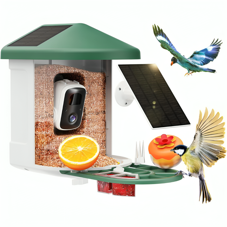 Slimme Vogelhuiscamera met 2K HD, AI Bewegingsdetectie en 3x Zoom – Voor Vogelliefhebbers, Waterdicht en Duurzaam