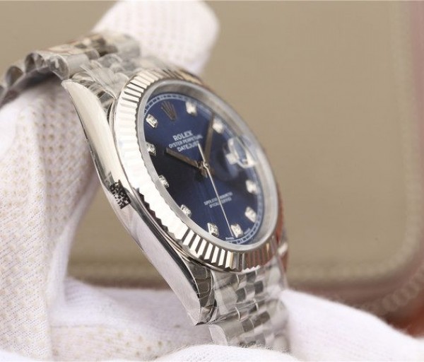 Replica Rolex DateJust 41mm 126334 Fluted Bezel Blue Dial Diamonds Markers Bracelet A3235 - Top club