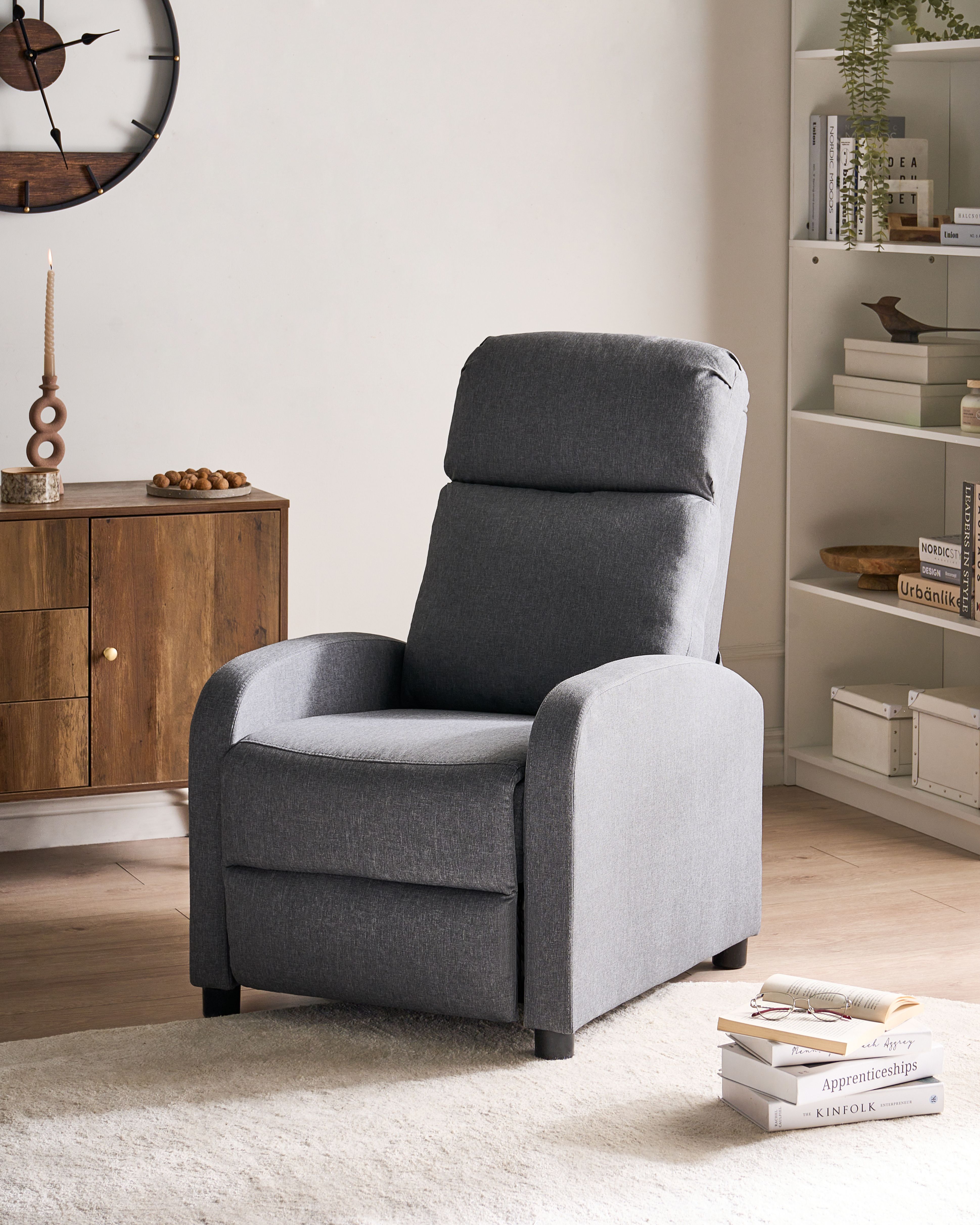 Recliner Chair EMINENCE Faux Linen Grey