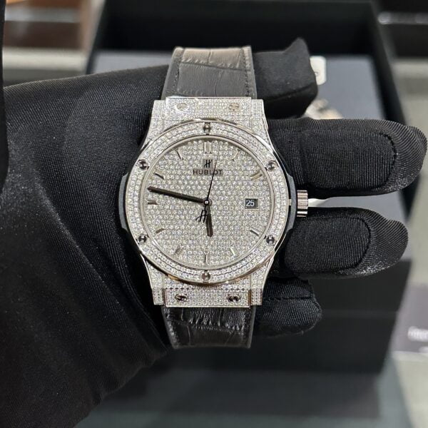 Hublot Replica Watch Classic Fusion Custom Full Moissanite Diamonds 42mm - Elite Watch Atelier
