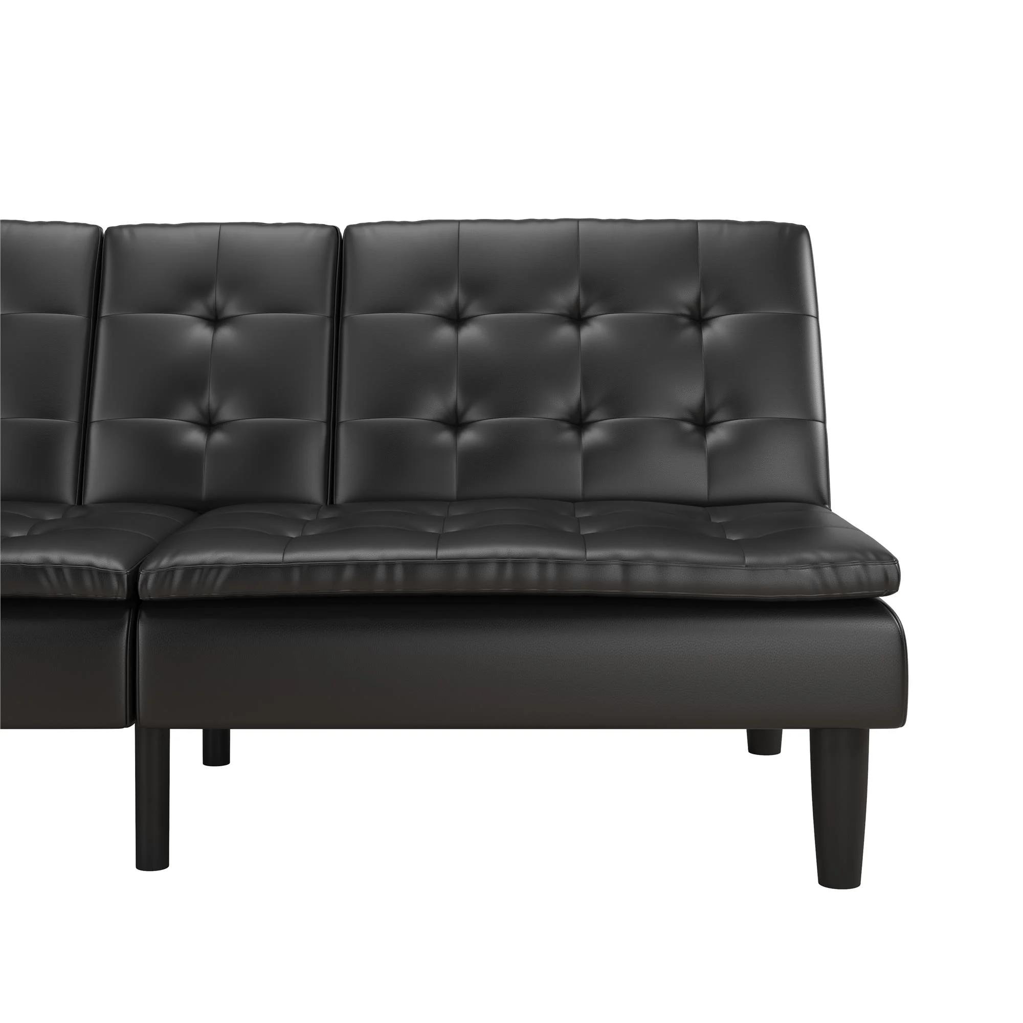 Mainstays Memory Foam 71.5" Futon with Cupholder and USB, Black Faux Leather - Image 22