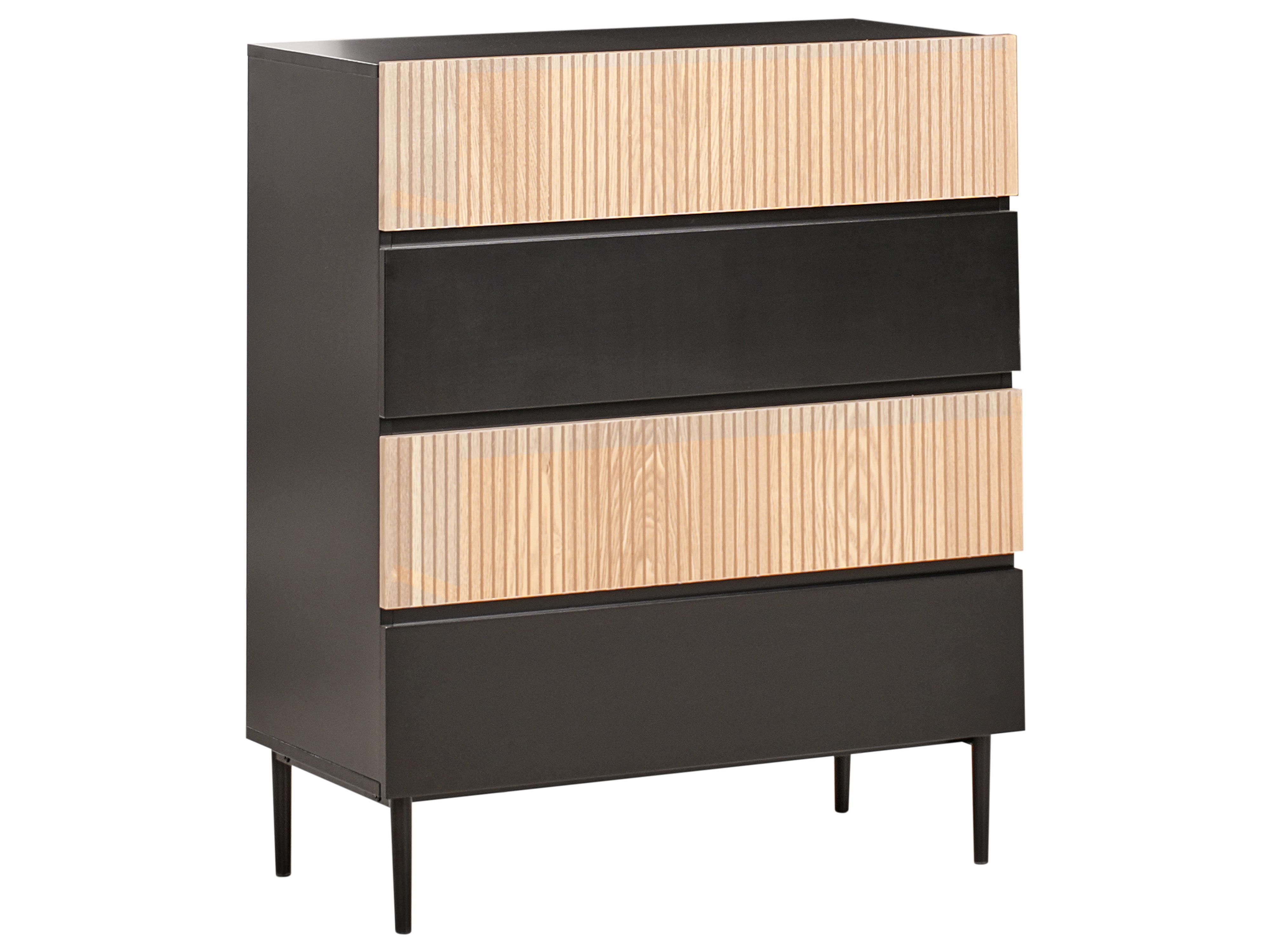 4 Drawer Chest BLYTHE Natural Ash Wood Black