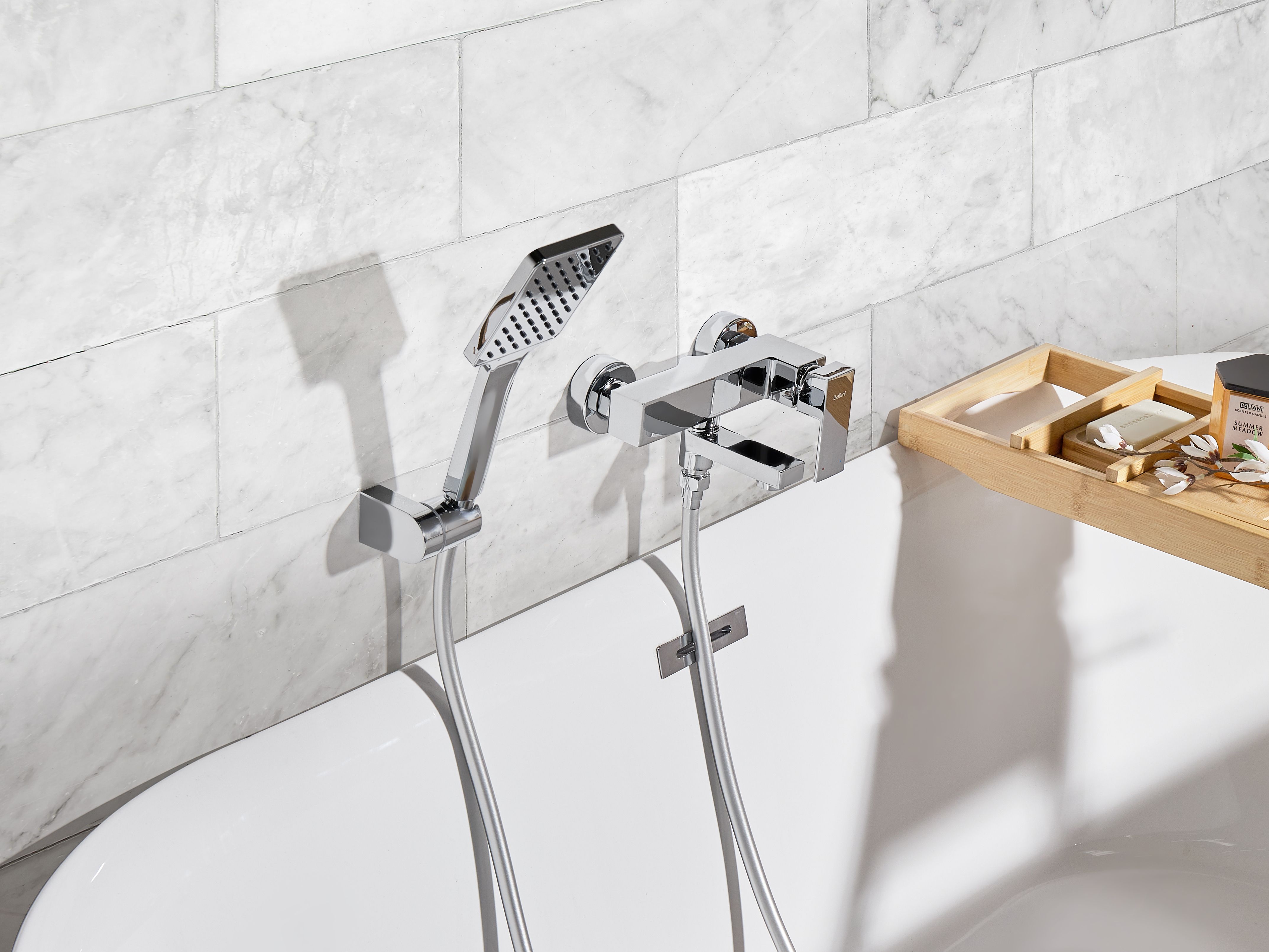 Wall Mounted Bath Shower Mixer Tap BALNEARIO Silver