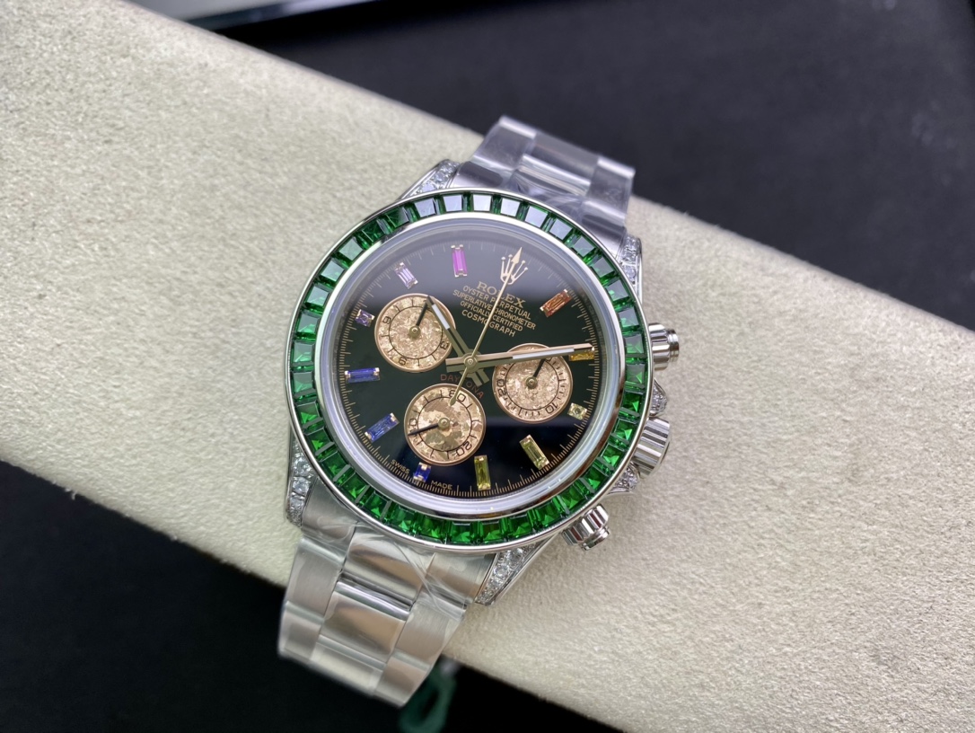 Rolex Daytona-Modified green diamond-white gold color(1:1 replica) - Elite Watch Atelier