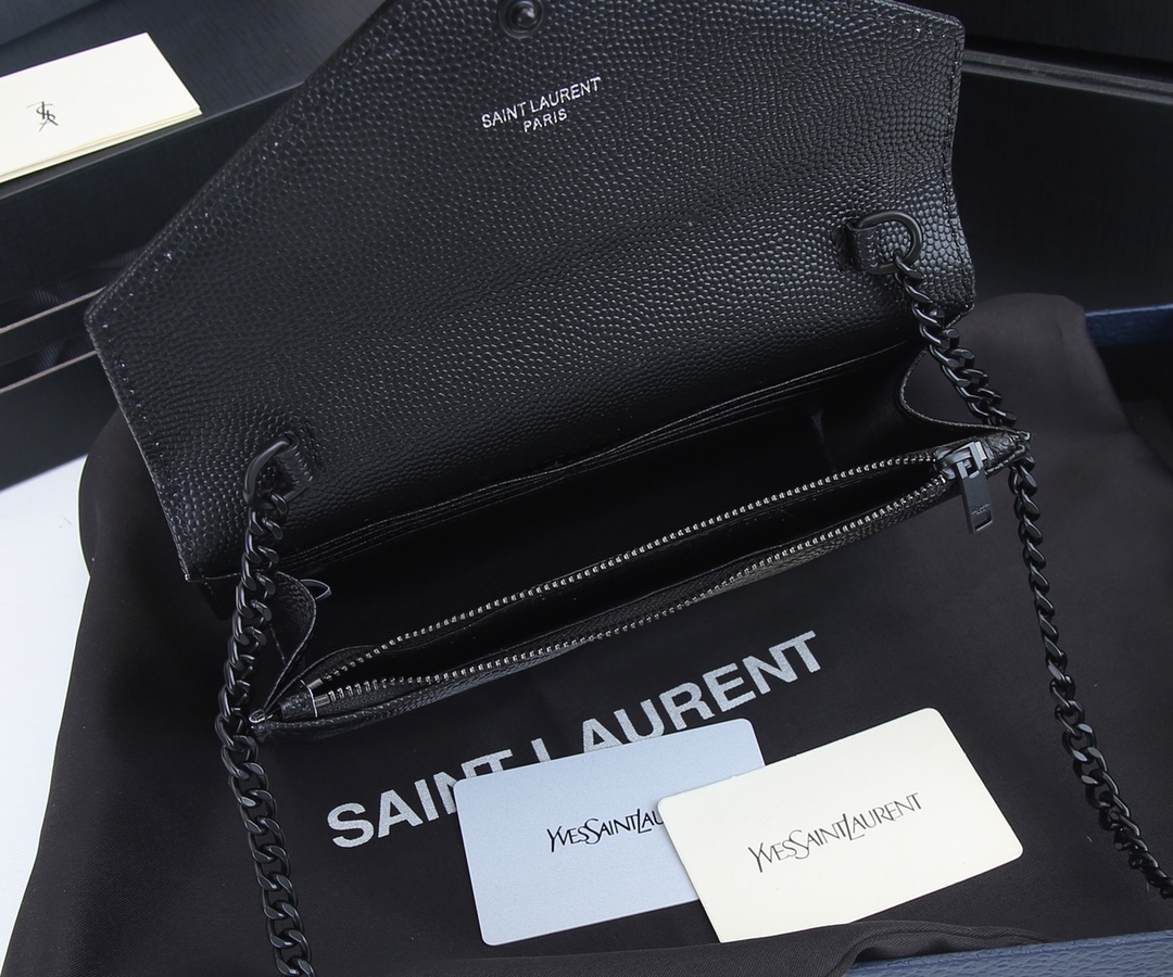 Replica Ysl Envelope Chain Wallet In Grain De Poudre Embossed Leather 18881:1High-quality replica