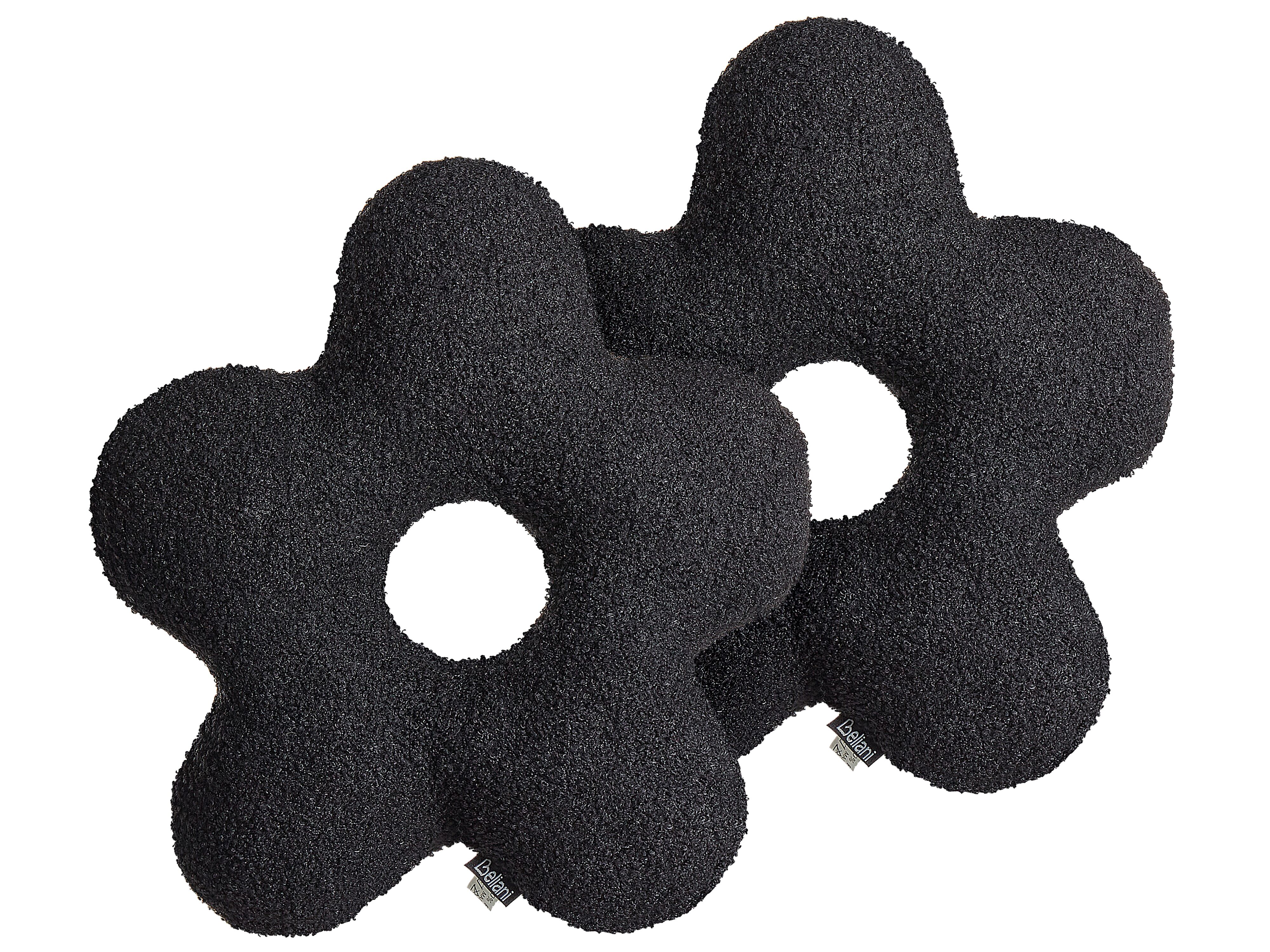 Set of 2 Decorative Cushions CAMPONULA Boucle 40 x 40 cm Black Solid