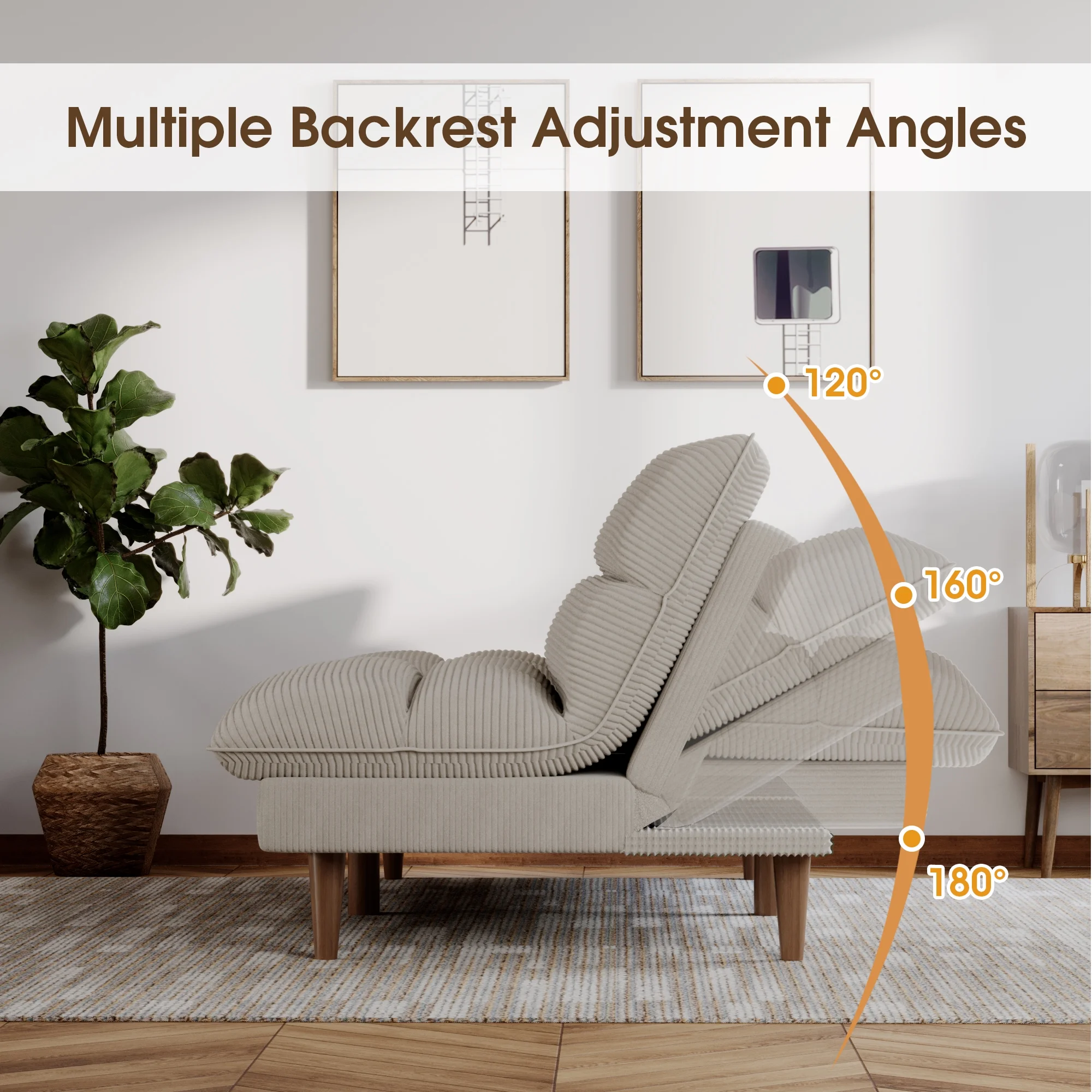 Homall Futon sofa, Two Seat Adjustable Sofa, Corduroy Fabric, Upholstered Sofa, Sofa Changeable into Bed, Leisure Reading and Games, Green - Image 32