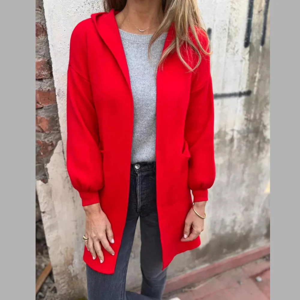 Full Size Open Front Drop Shoulder Hooded Cardigan Plus Size - ZKZOOK