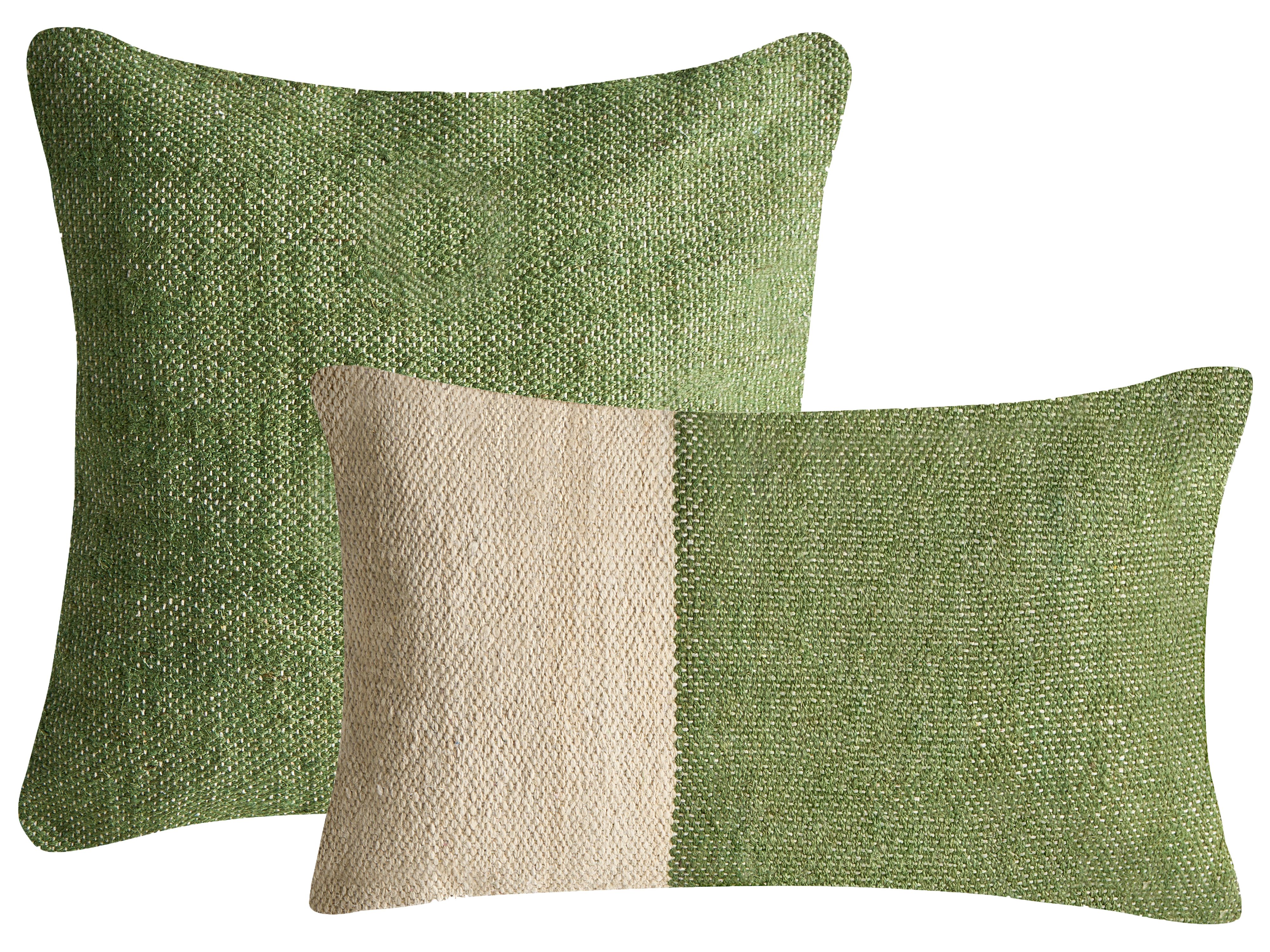 Set of 2 Decorative Cushions ANISOPTERA Cotton 30 x 50 cm 45 x 45 cm Green Solid