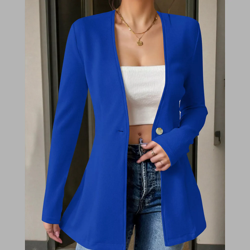 Casual One Button Long Sleeve Blazer - ZKZOOK