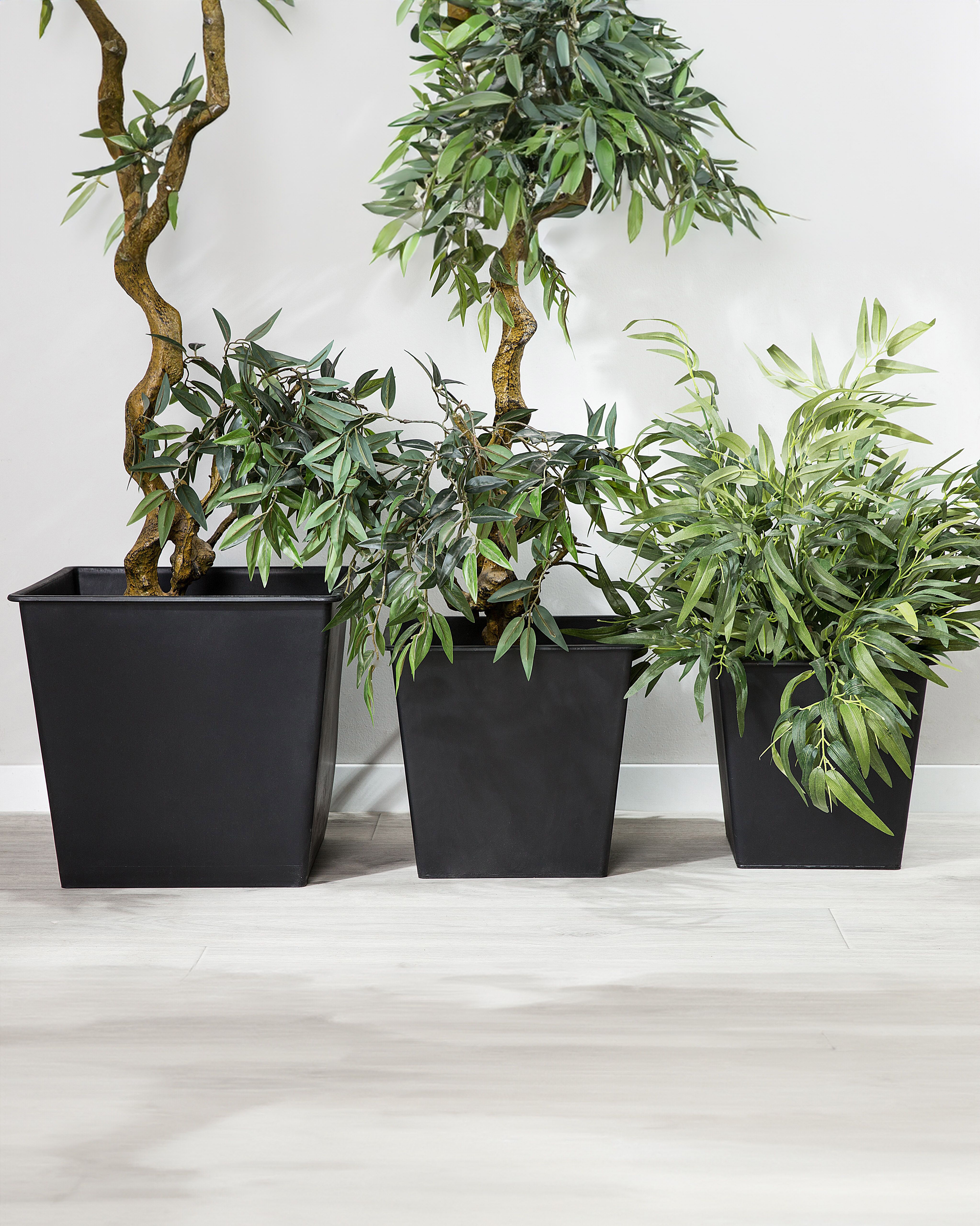 Set of 3 Plant Pots BALZO 42 cm Black