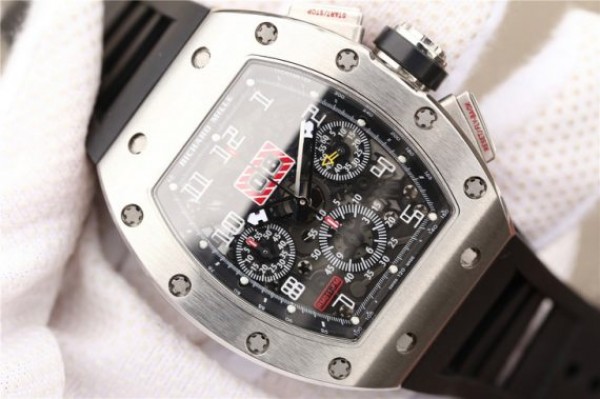 Replica Richard Mille RM011 Felipe Massa Black Inner Bezel Black Rubber Strap A7750 - Elite Watch Atelier