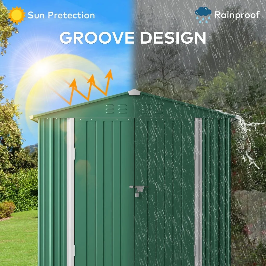 6' x 4' Outdoor Storage Shed on Sale, Aiho Shed & Outdoor Storage Clearance, Metal Storage Shed for Outside, Backyard, Garden & Patio - Dark Gray - Image 15