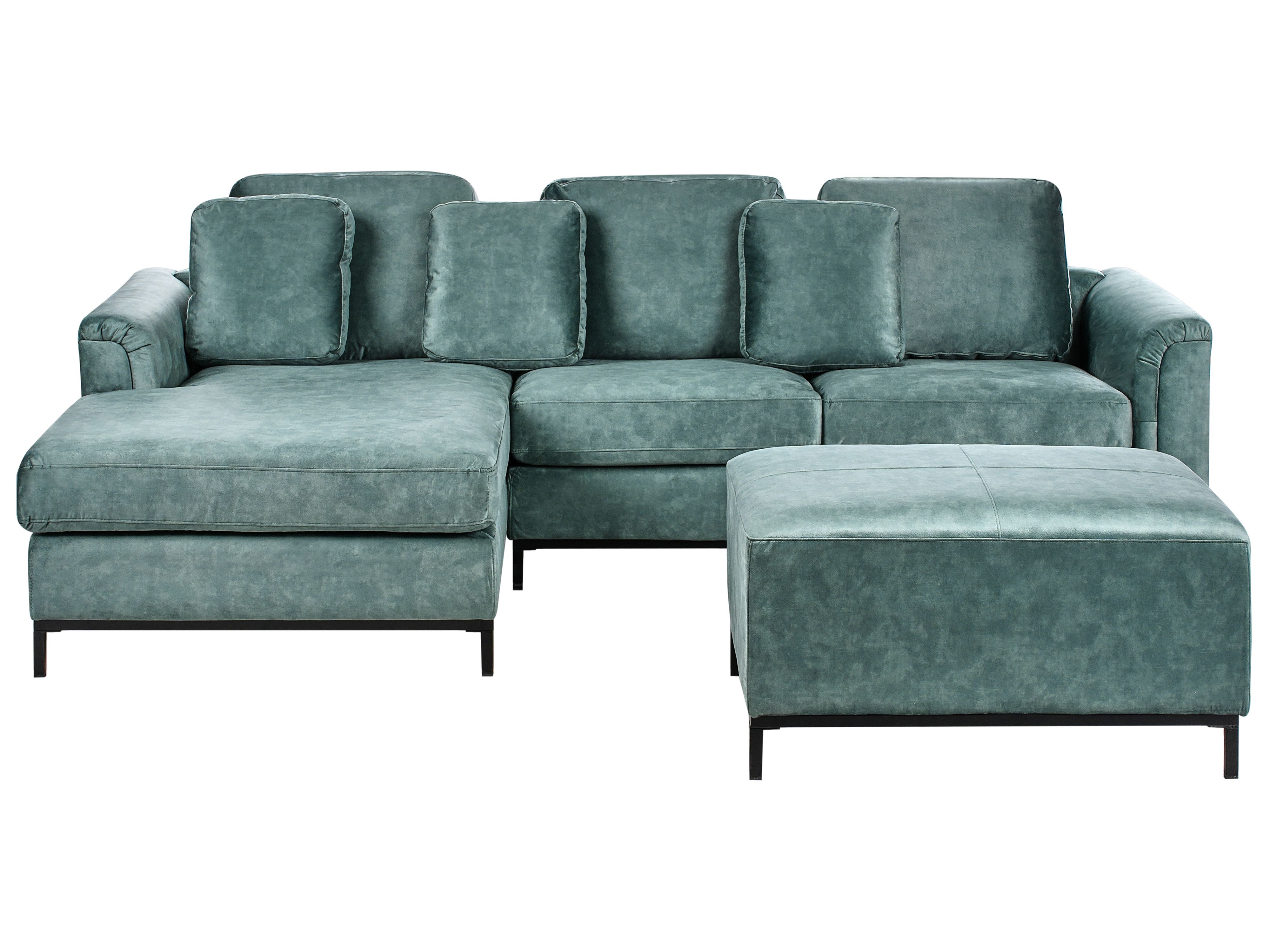 Corner Sofa 5 Seater OSLO Velvet Teal with Ottoman Right Hand