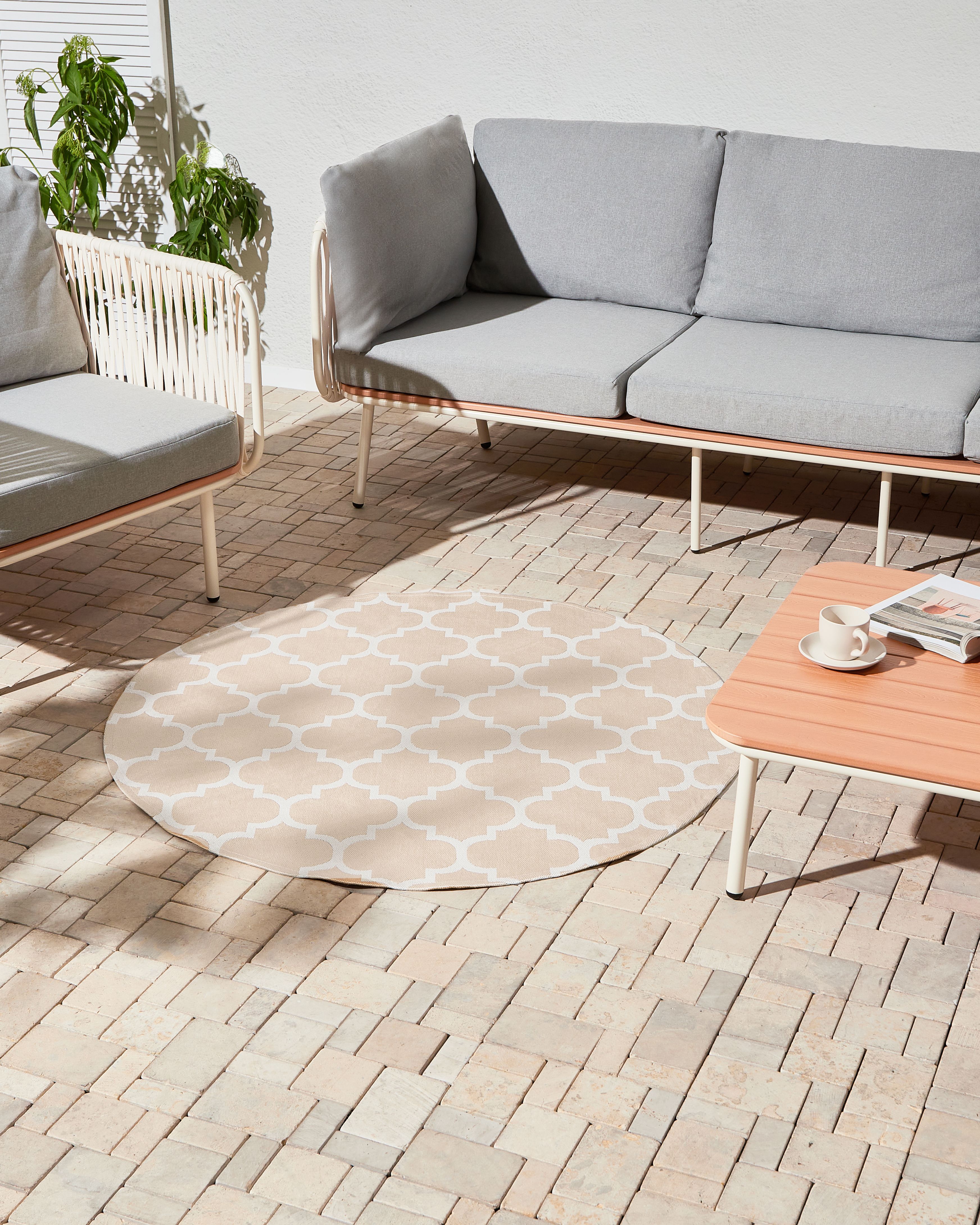 Outdoor Rug MOSORE Beige ø 120 cm