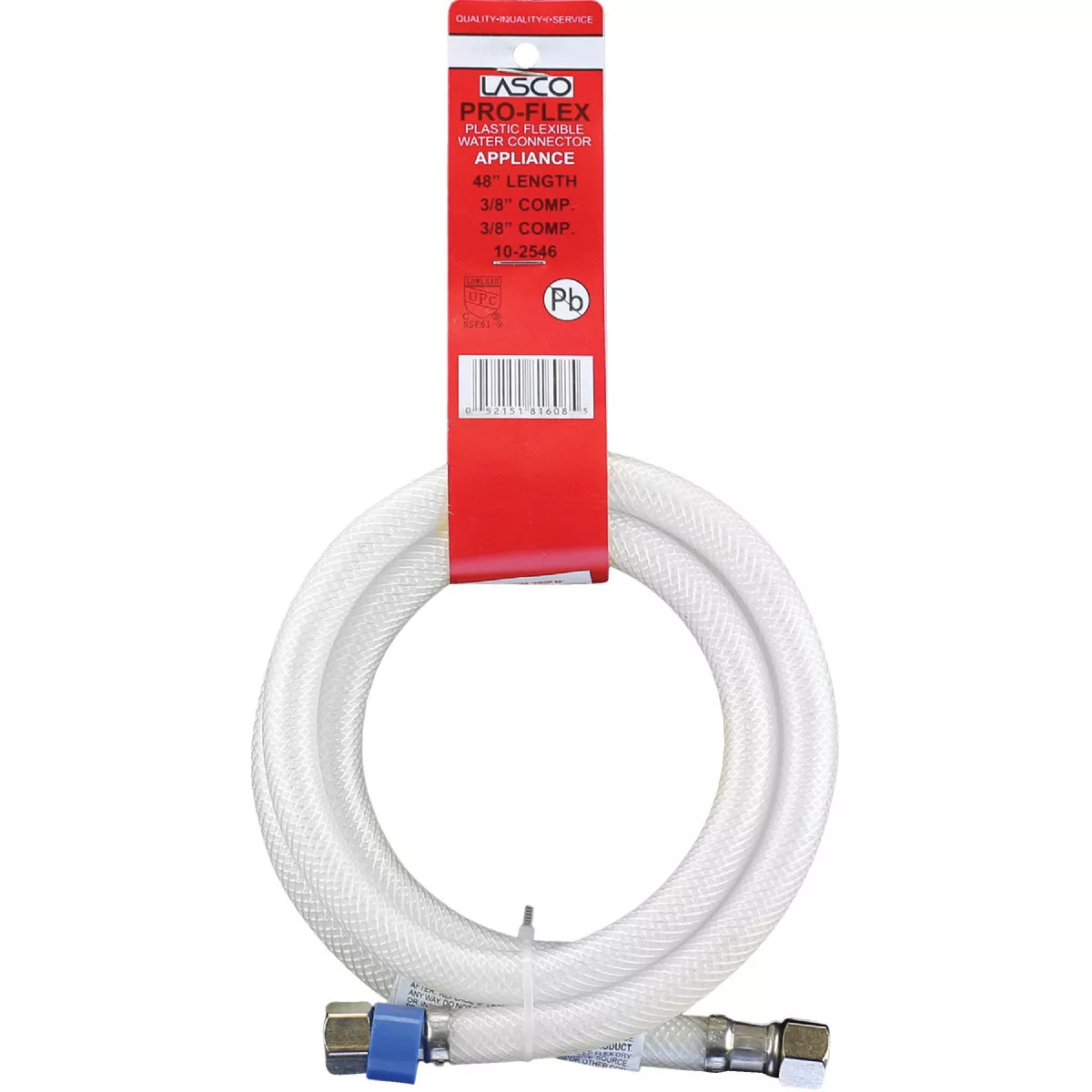 Lasco 3/8 In. C x 3/8 In. C x 48 In. L Braided Poly Vinyl Appliance Water Connector