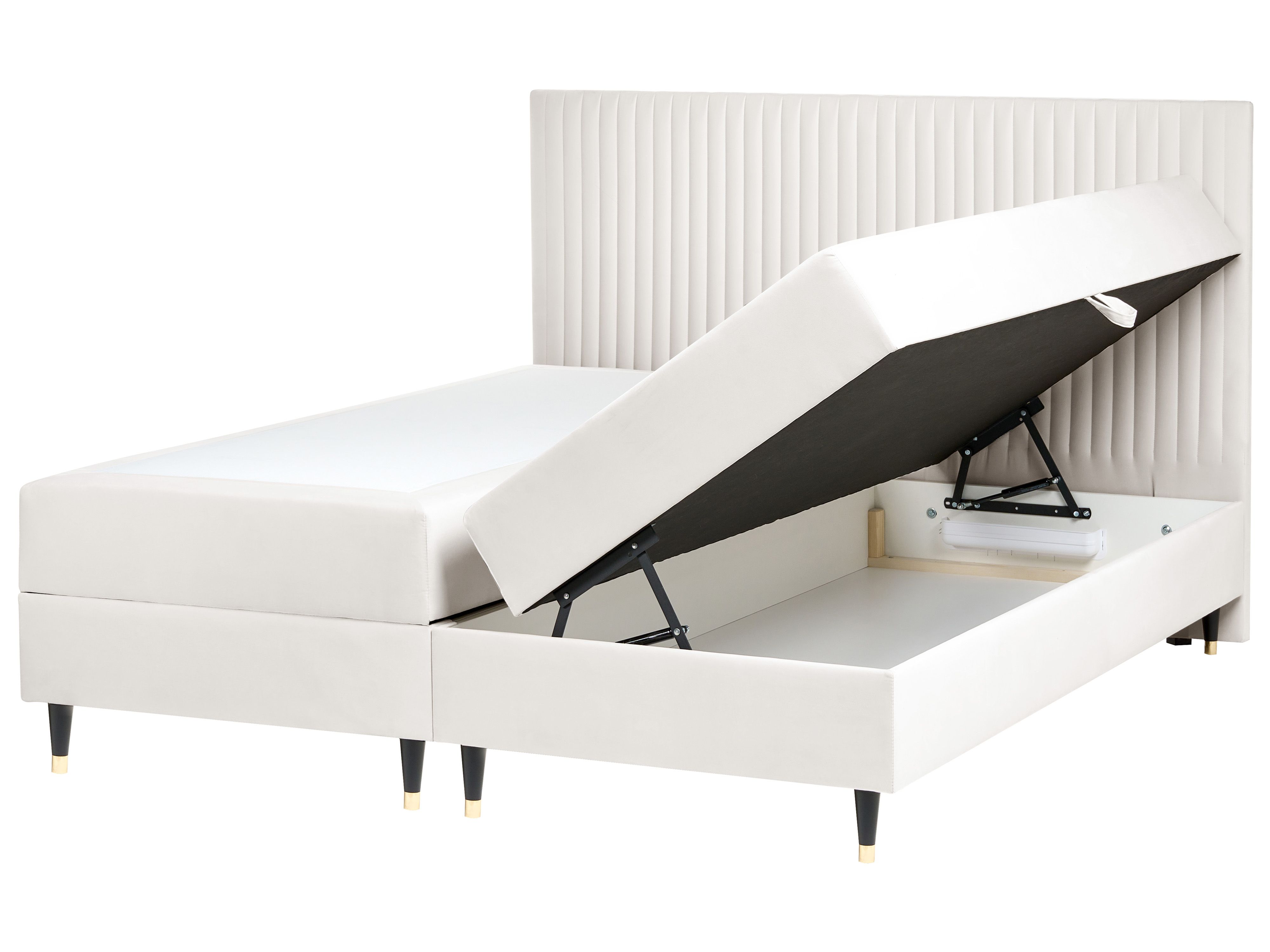 Divan Bed with Storage Velvet DAME 180 x 200 cm (EU Super King) Off-White