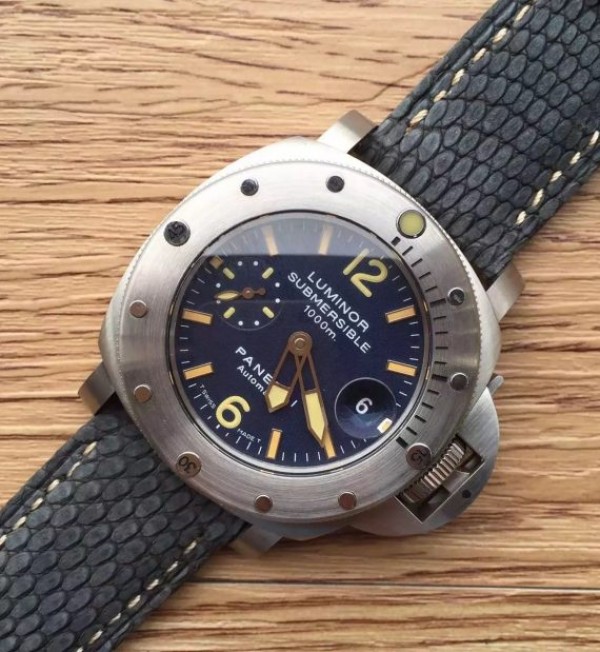Replica Panerai Luminor Submersible PAM087 Blue Dial Leather Strap A7750 - Elite Watch Atelier