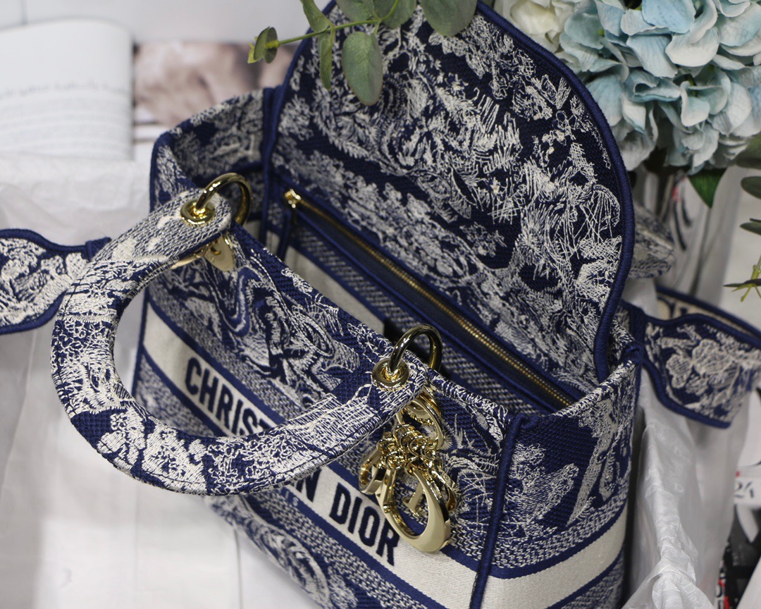 Christian Dior Medium Lady D-Lite Bag Blue, For Women, Women’s Handbags 24cm/9.5in CD M0565ORGO_M9281:1High-quality replica