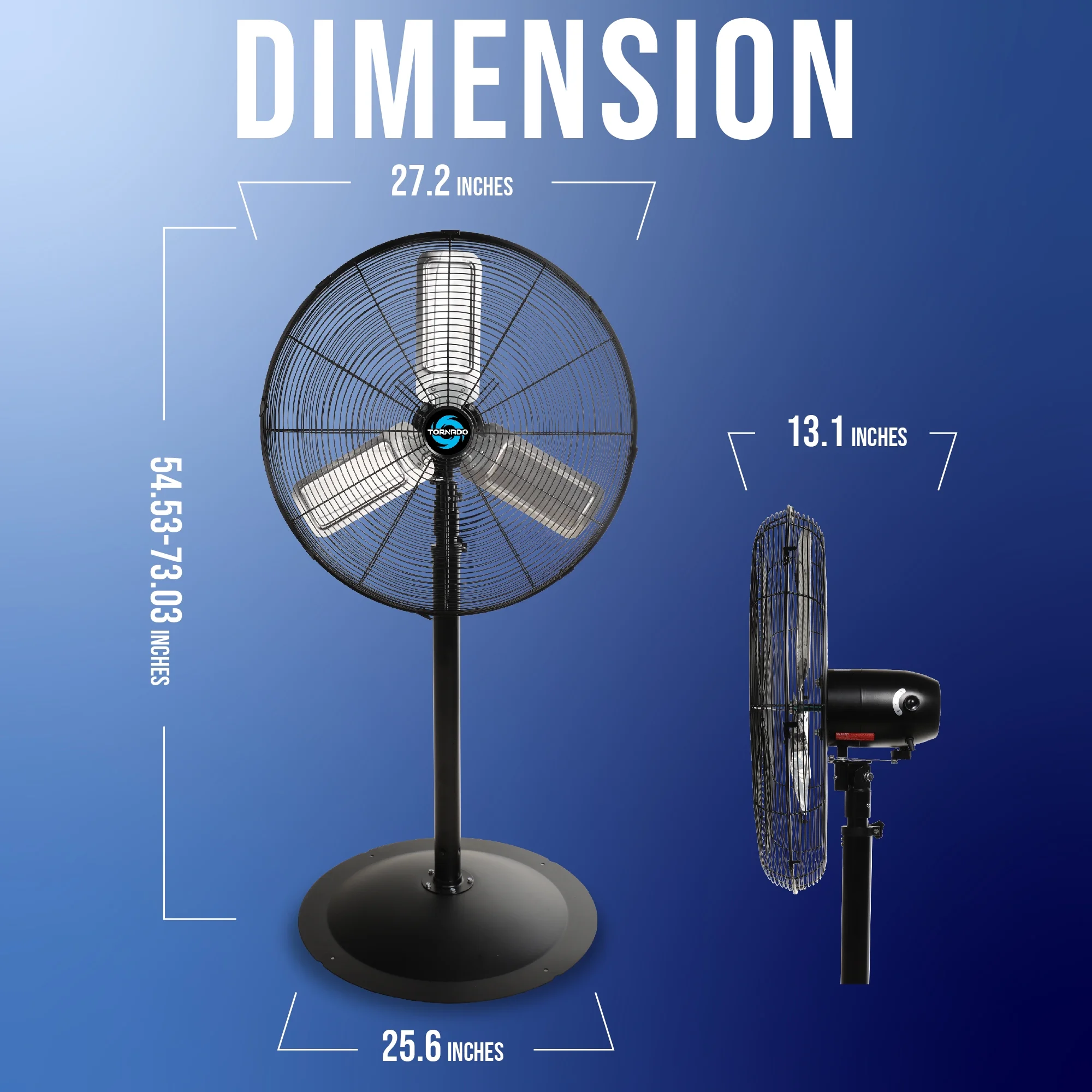Tornado - 20 Inch High Velocity Metal Oscillating Pedestal Fan - Commercial, Industrial Use Water-Resistant - Image 23