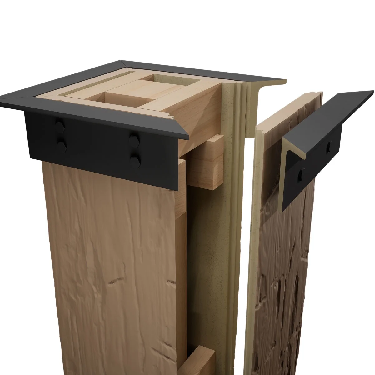 Ekena Millwork 6"W x 5'H Sand Blasted Endurathane Faux Wood Non-Tapered Square Column Wrap with Faux Iron Capital & Base - Image 66