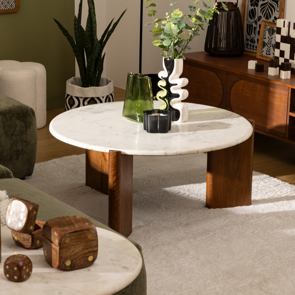 Coffee table "Nanda" Marble, White, 91.5x91.5x41.5 cm