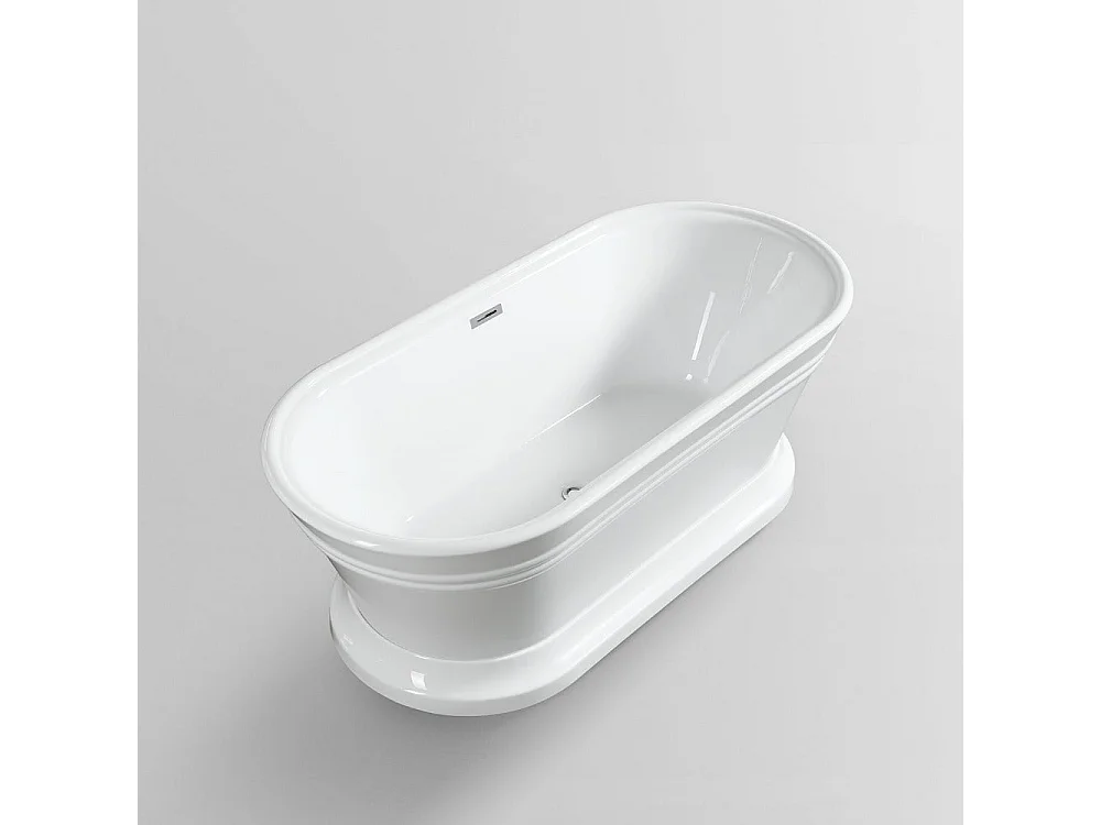 Baignoire îlot design sur socle ovale SEATTLE blanche 170 cm