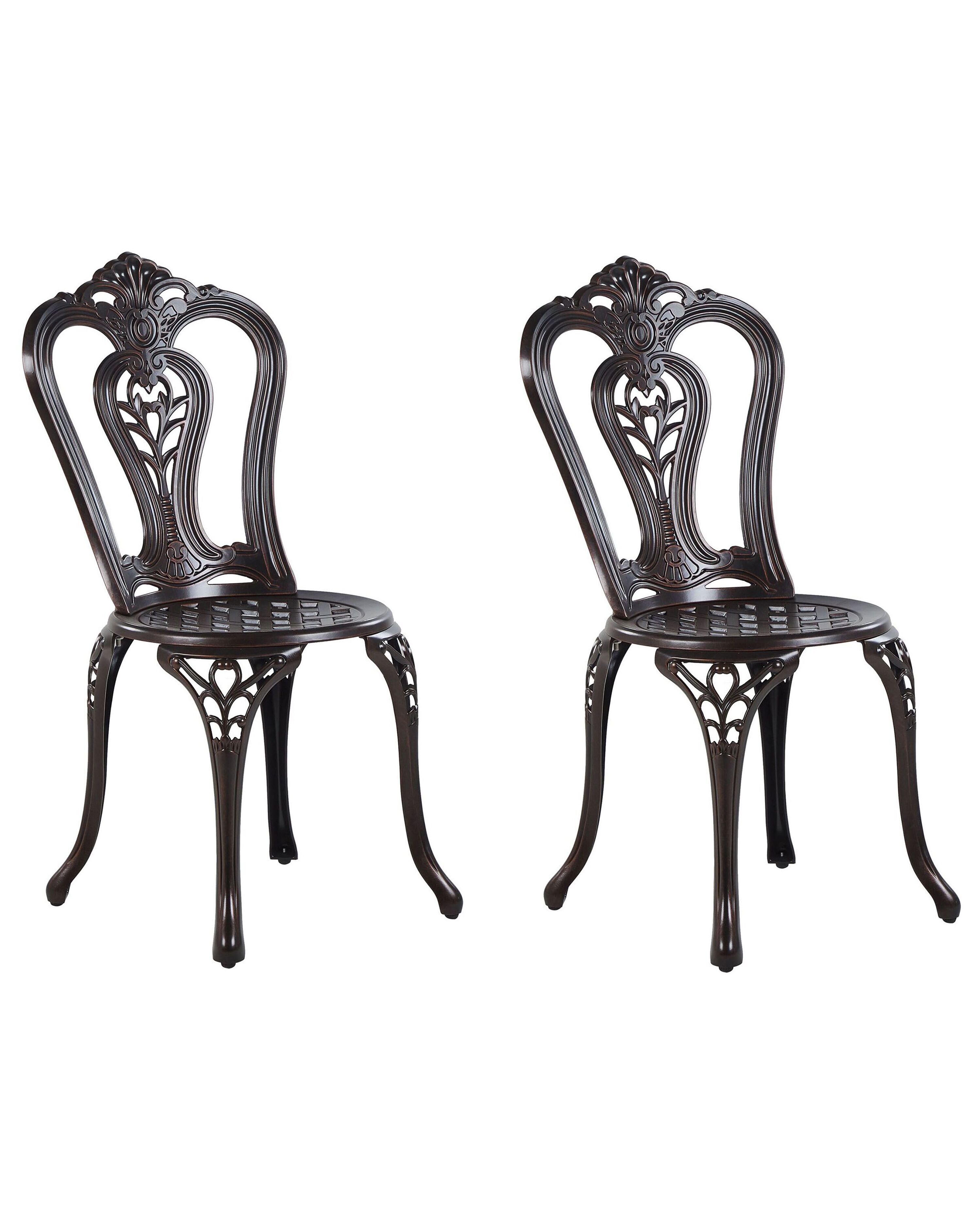 Set of 2 Garden Chairs BOVINO Metal Dark Brown