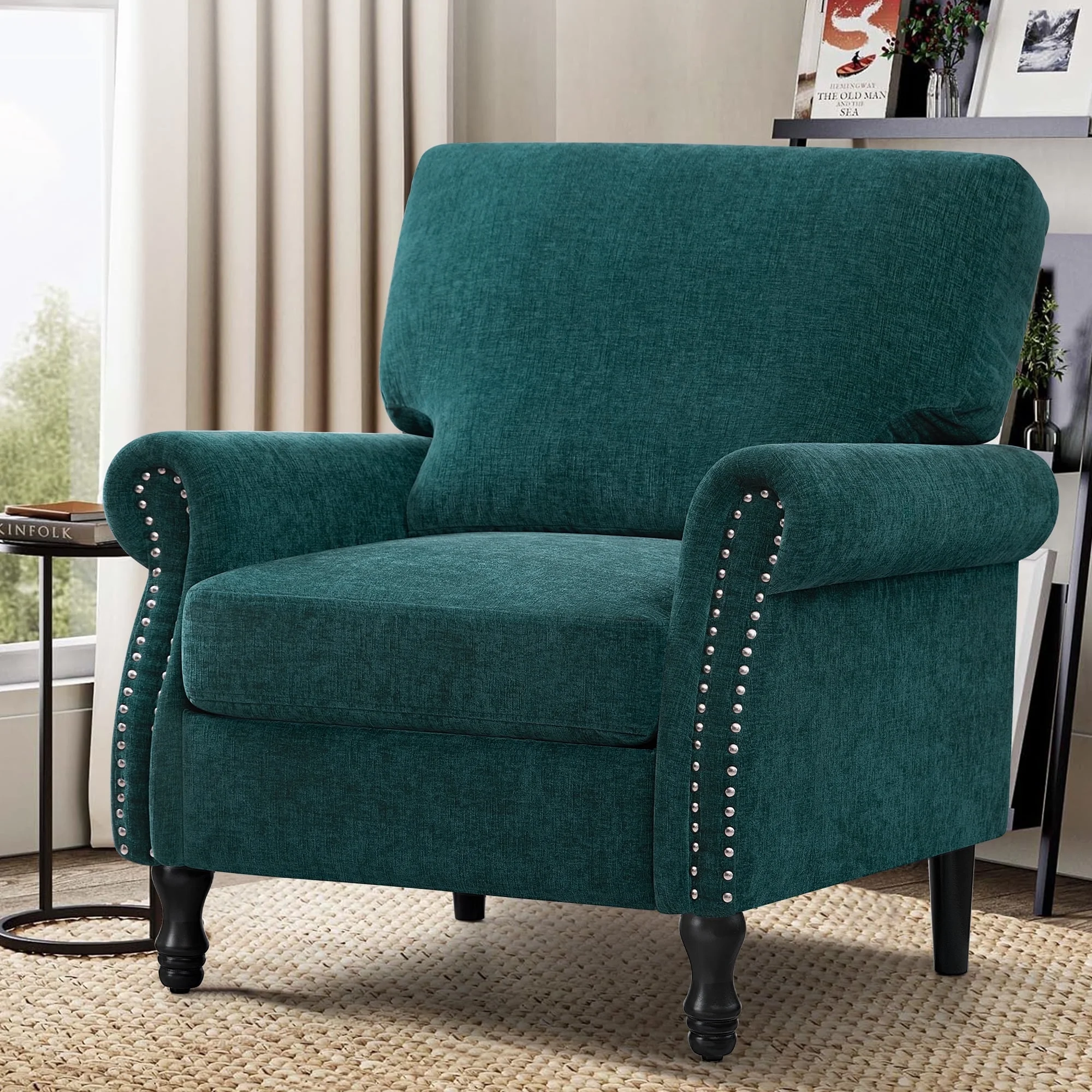COOLHUT Modern Accent Chair Armchair, Linen Fabric Upholstered Comfy Single Sofa with Solid Wood Frame for Living Room, Gray - Image 26