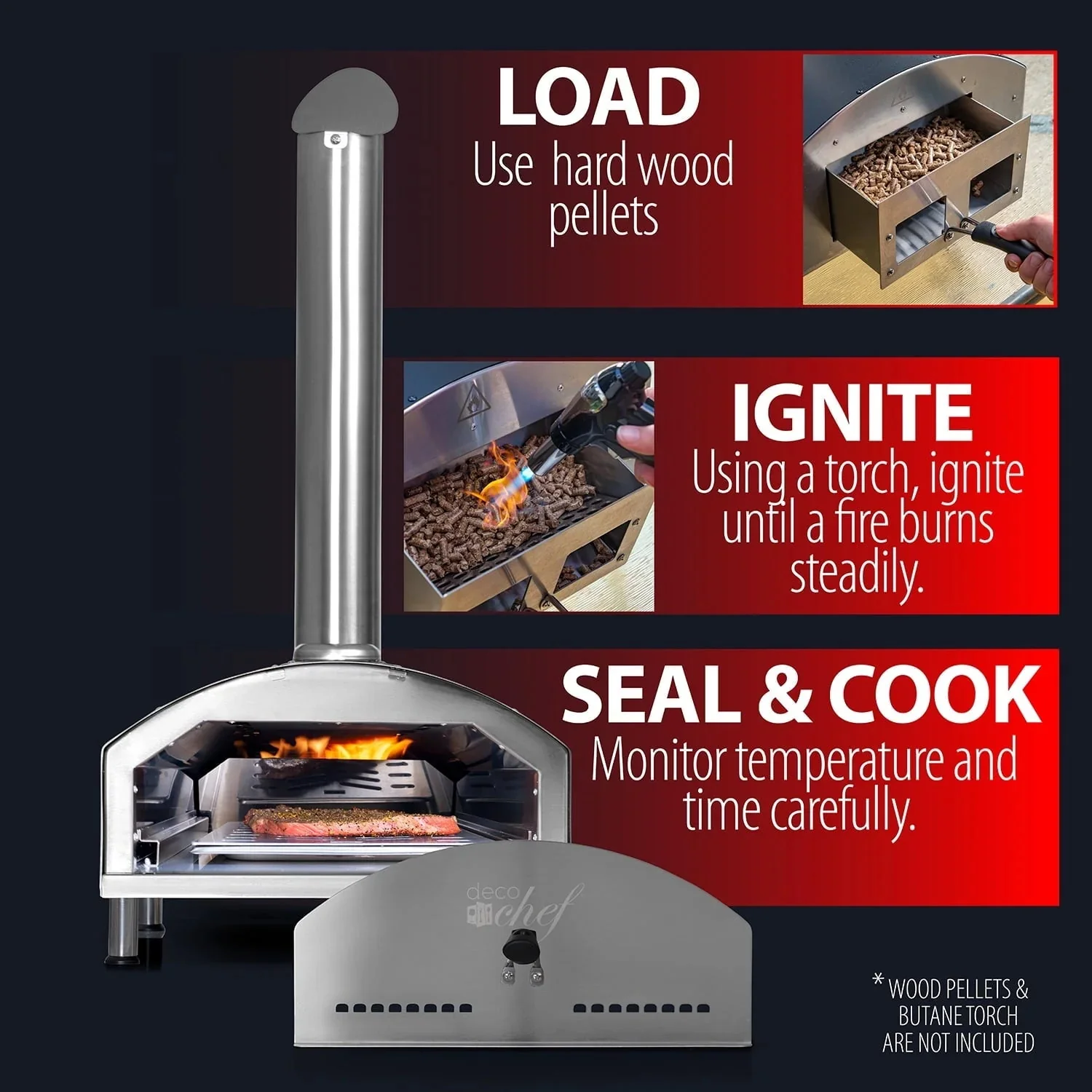 Deco Chef Outdoor Pizza And Grill Oven With 13in Pizza Stone, Black - DGPZG100BLK - Image 9 Deco Chef Outdoor Pizza And Grill Oven With 13in Pizza Stone, Black - DGPZG100BLK - Image 9