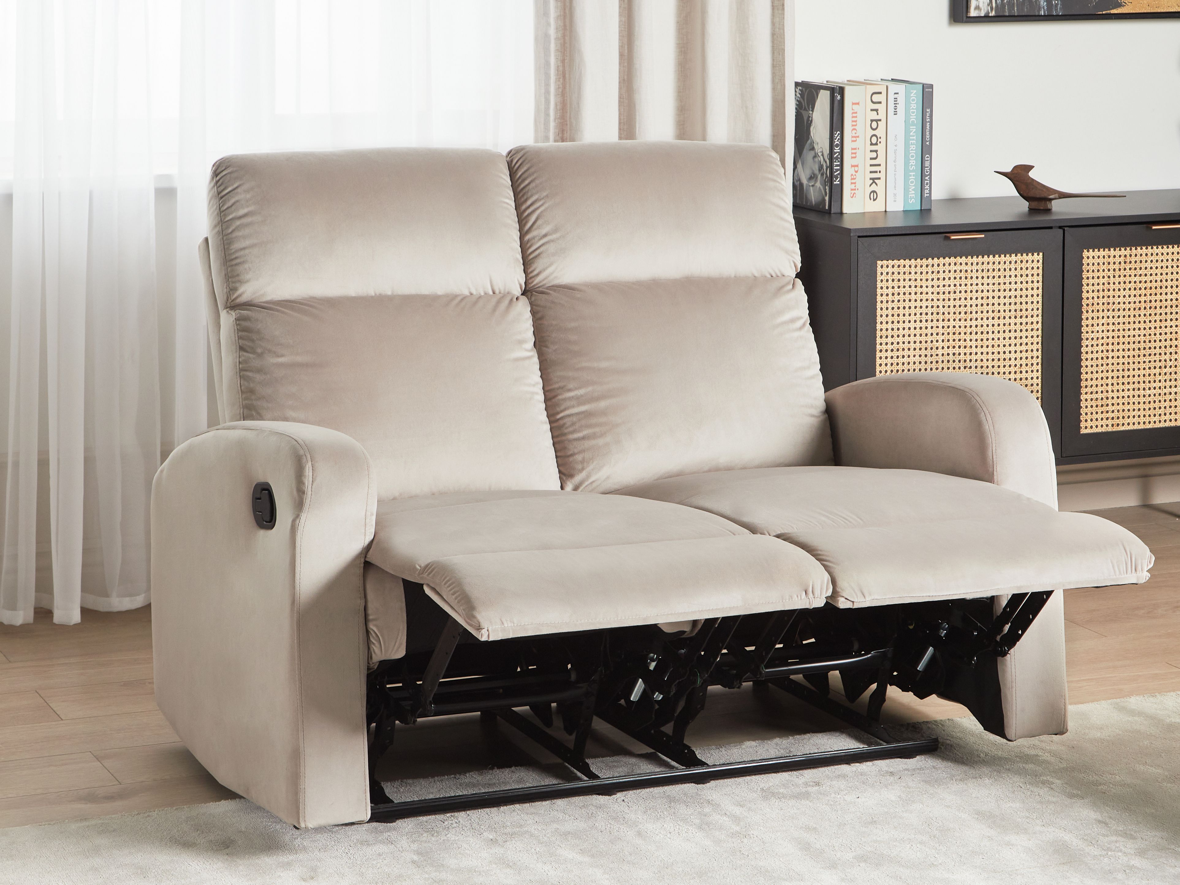 Manual Recliner Sofa 2 Seater VERDAL Velvet Taupe