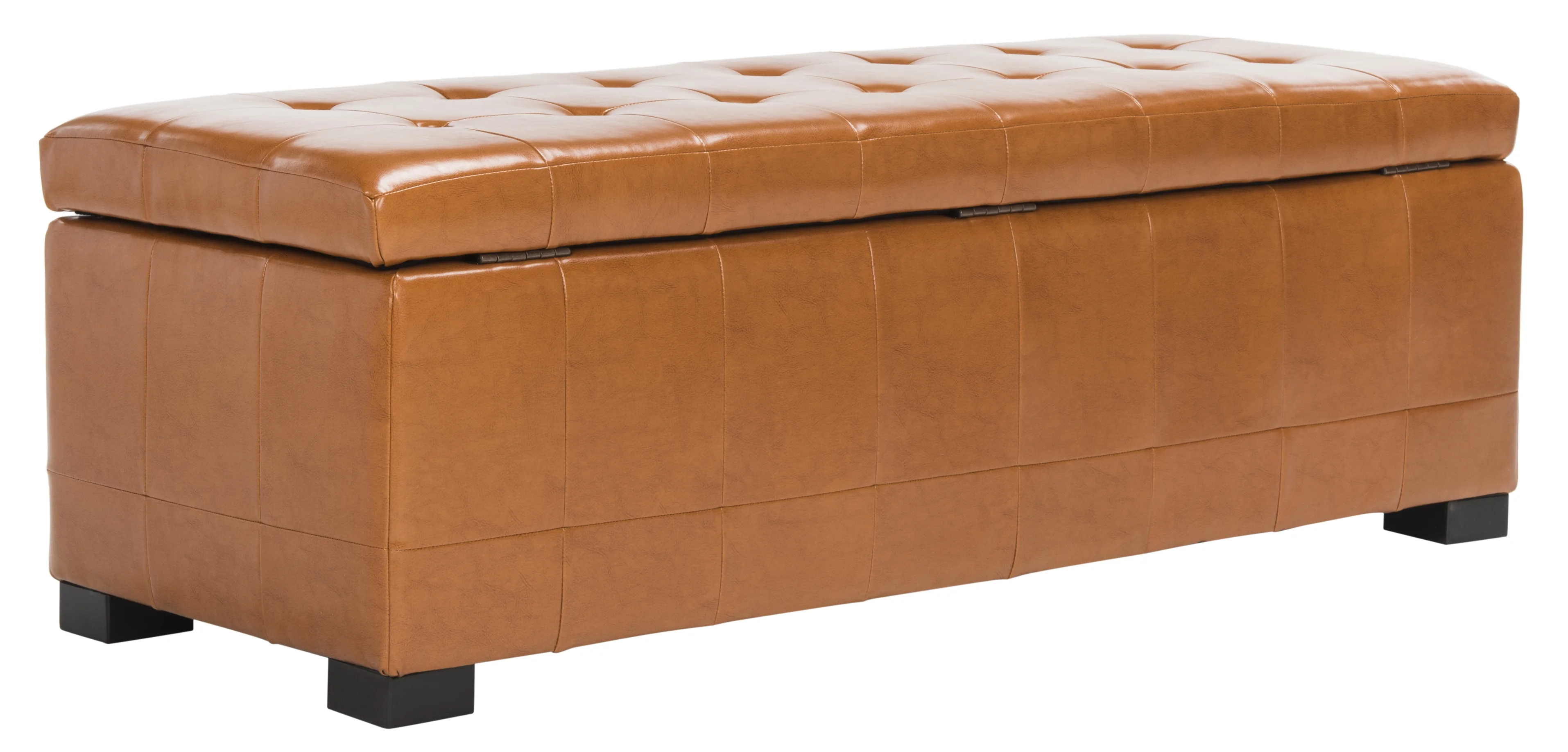 SAFAVIEH Large Manhattan Rustic Tufted Storage Bench, Brown - Image 22