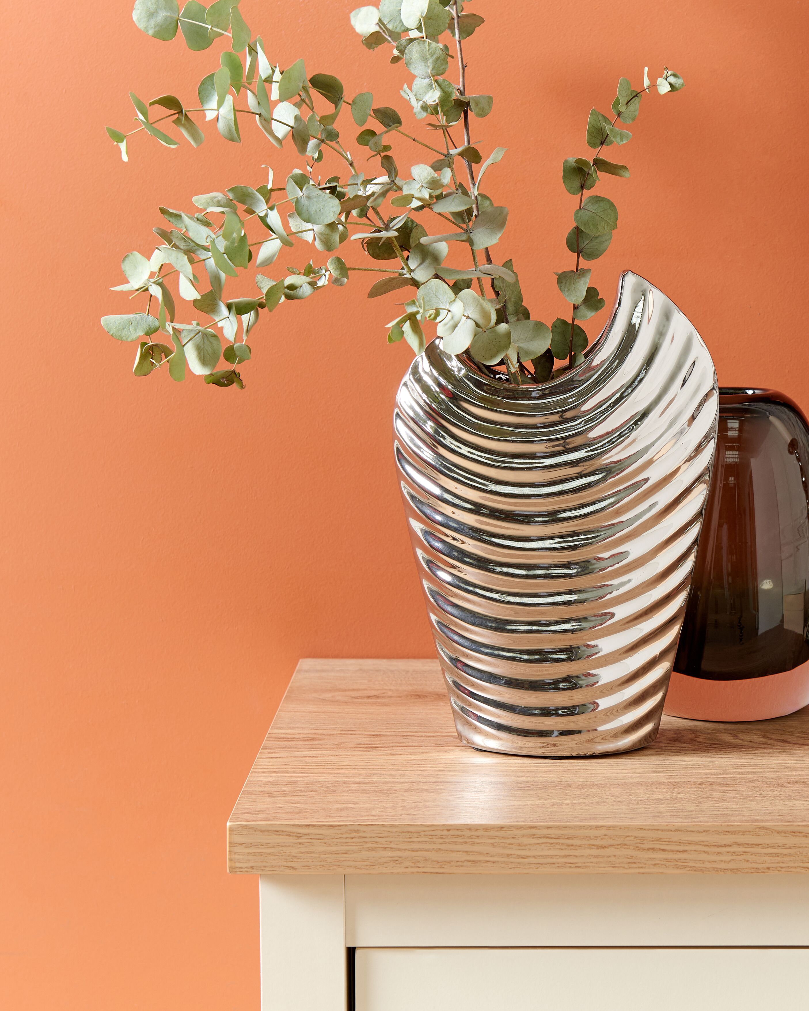 Decorative Vase ECETRA Stoneware 26 cm Silver