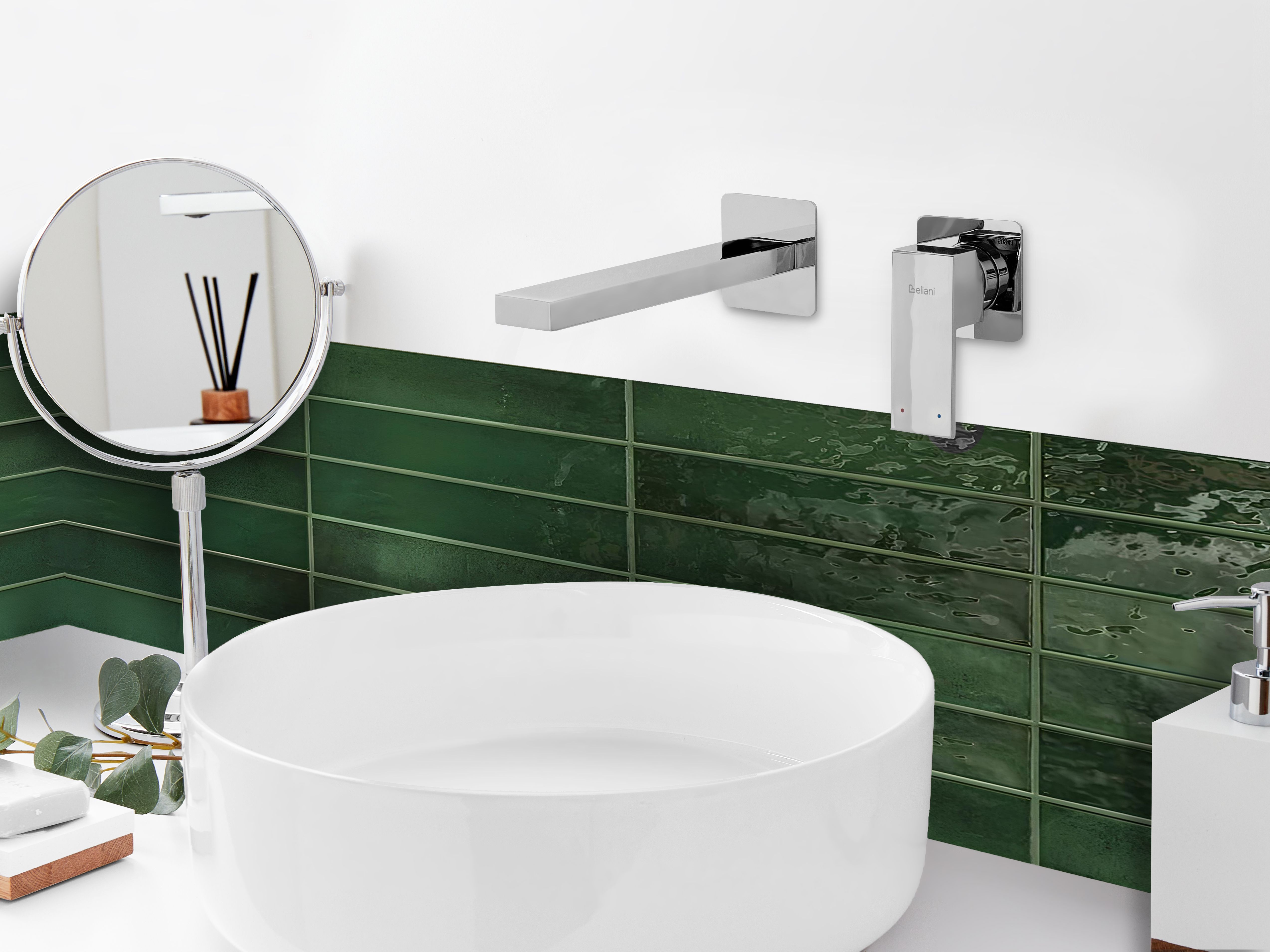 Wall Mounted Basin Mixer Tap ANTOFAGASTA Brass Silver