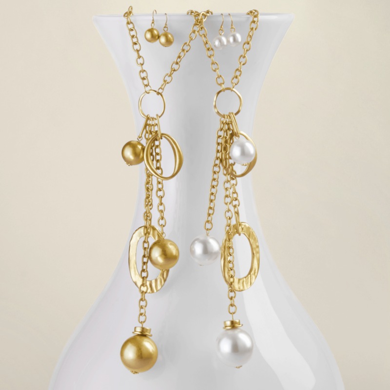 Charms and Chains Pendant Necklace & Earring Set - MIDNIGHT VELVET CATALOG