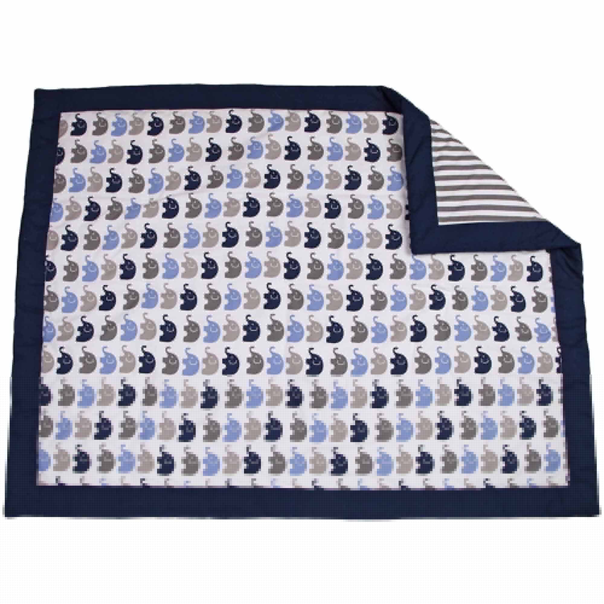 Bacati Elephants 10 Piece Crib Bedding Set. Blue/Gray