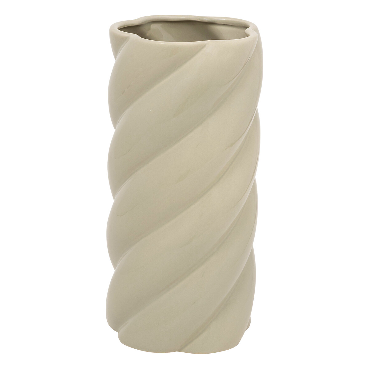 Twisted vase "Coby" Ceramic, Light Green, H.25.5 cm
