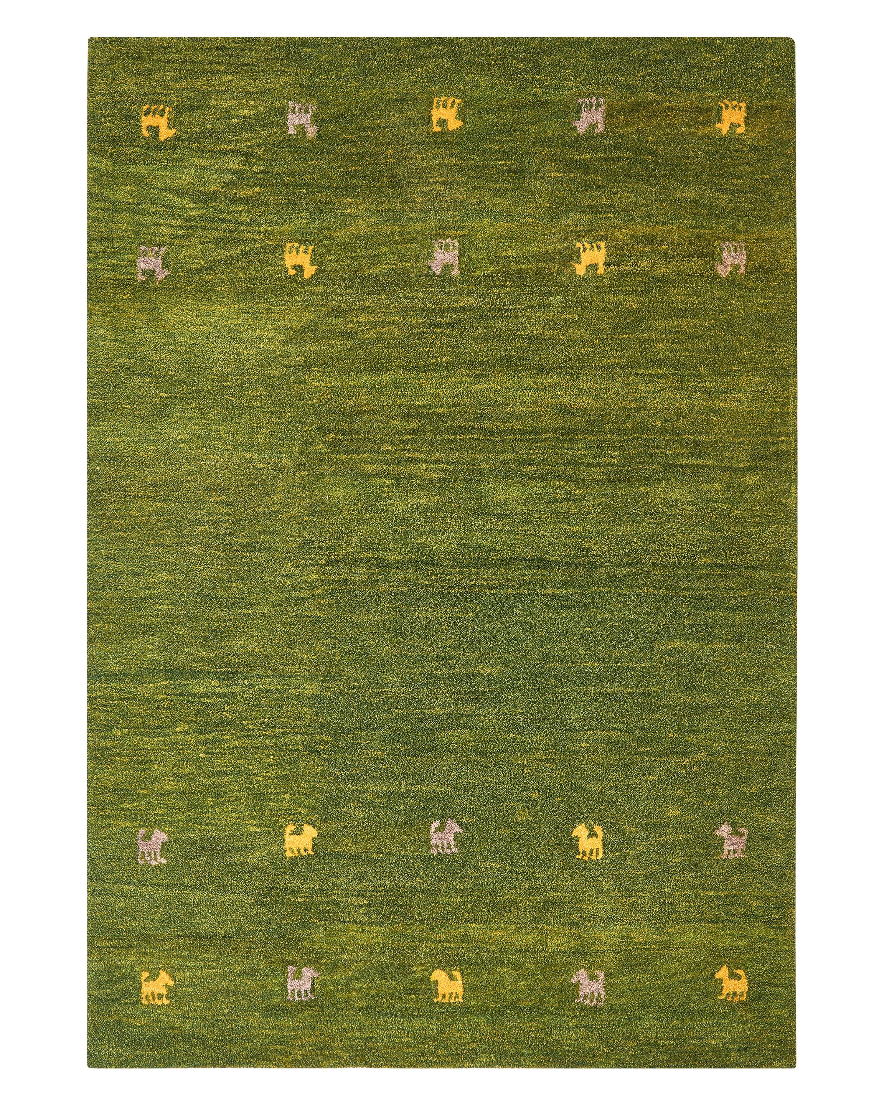 Rug YULAFI Green 140 x 200 cm Wool Gabbeh
