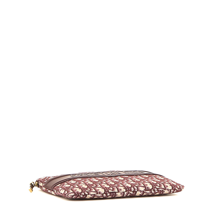 Dior Oblique pouch in burgundy and beige monogram canvas Oblique and burgundy leather1:1High-quality replica